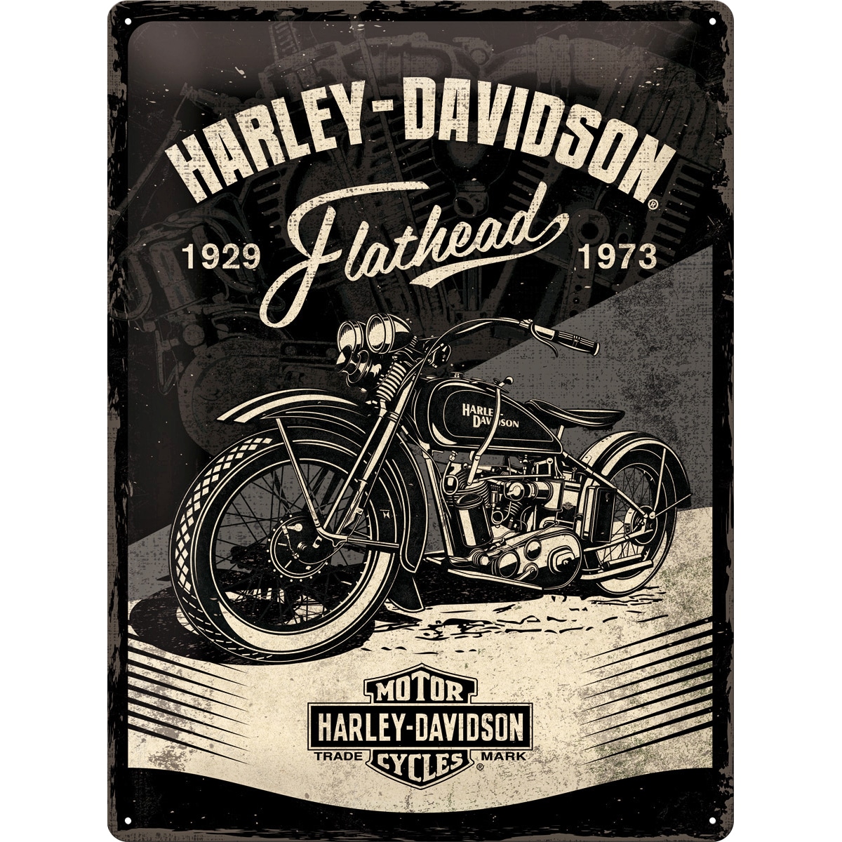Nostalgic-Art Blechschild 30 x 40 Harley-Davidson "Flathead Black" - Motorradzubehör - Geschenkideen
