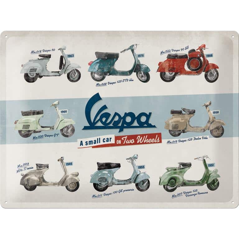 Nostalgic-Art Blechschild 30 x 40 "Vespa - Model Chart" - Motorradzubehör - Geschenkideen