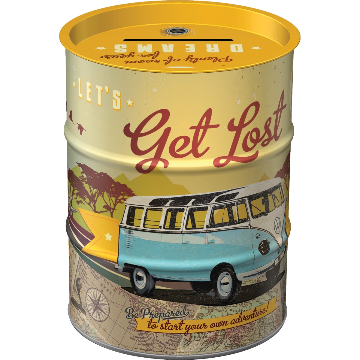 Nostalgic-Art Spardose Ölfass "VW Bulli - Let's Get Lost" - Motorradzubehör - Geschenkideen