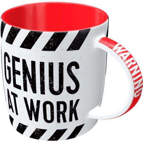 Nostalgic-Art Tasse "WARNING Genius at Work" 330 ml - Motorradzubehör - Geschenkideen