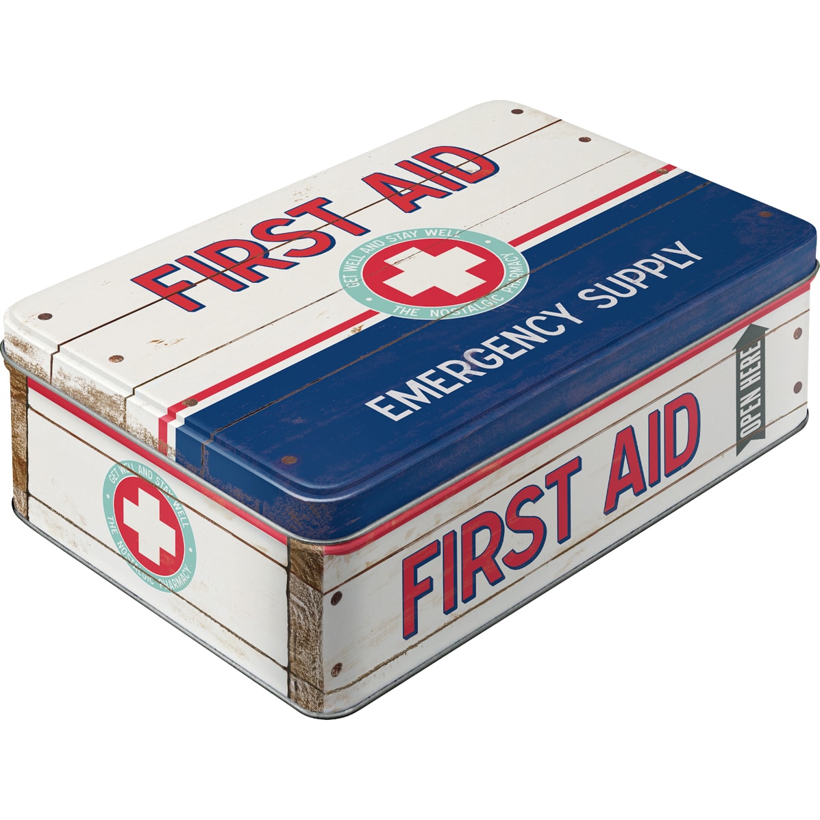 Nostalgic-Art Vorratsdose Flach First Aid Blue - Emergency Supply - Motorradzubehör - Geschenkideen