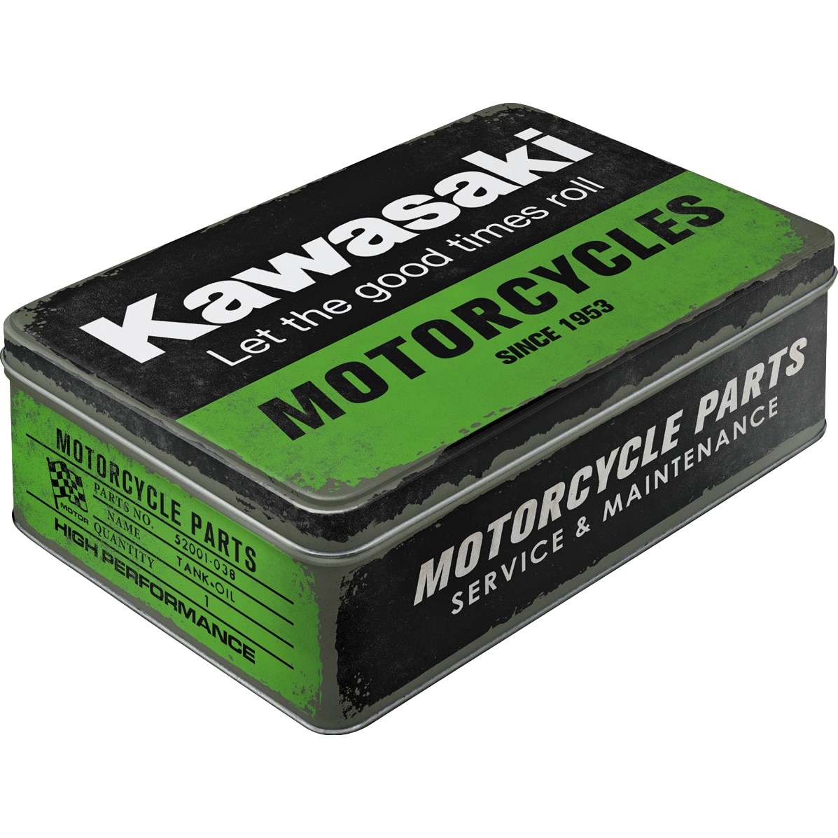 Nostalgic-Art Vorratsdose Flach "Kawasaki - Motorcycles" - Motorradzubehör - Geschenkideen