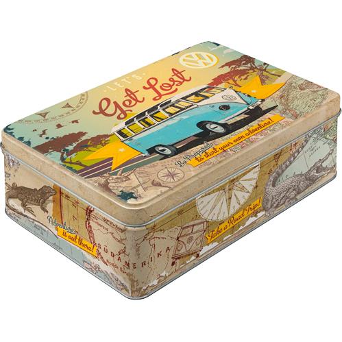 Nostalgic-Art Vorratsdose Flach "VW Bulli Let's get lost" - Motorradzubehör - Geschenkideen
