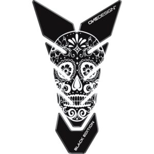 ONEDESIGN Tankpad CG 225x130mm Skull 4 Muerto Flower schwarz/weiß - Motorradteile & Ersatzteile - Verkleidungen & Abdeckungen