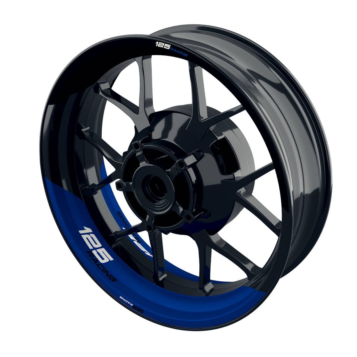 One-Wheel Felgenaufkleber 125 Racing geteilt halb halb blau glänzend - Motorradteile & Ersatzteile - Verkleidungen & Abdeckungen