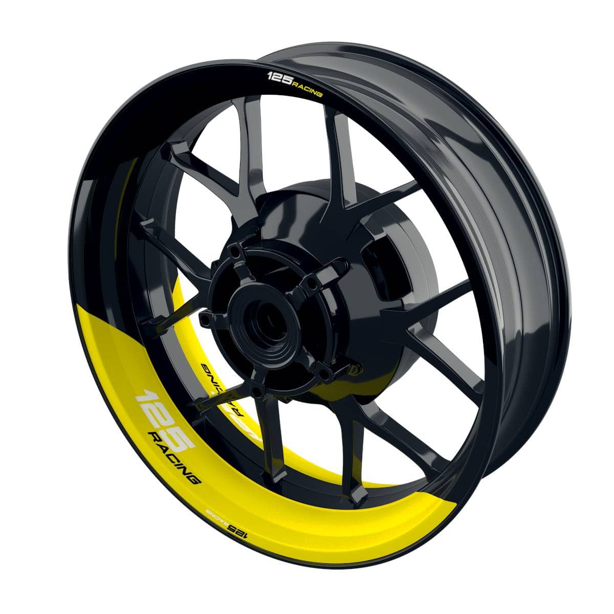 One-Wheel Felgenaufkleber 125 Racing geteilt halb halb gelb matt - Motorradteile & Ersatzteile - Verkleidungen & Abdeckungen