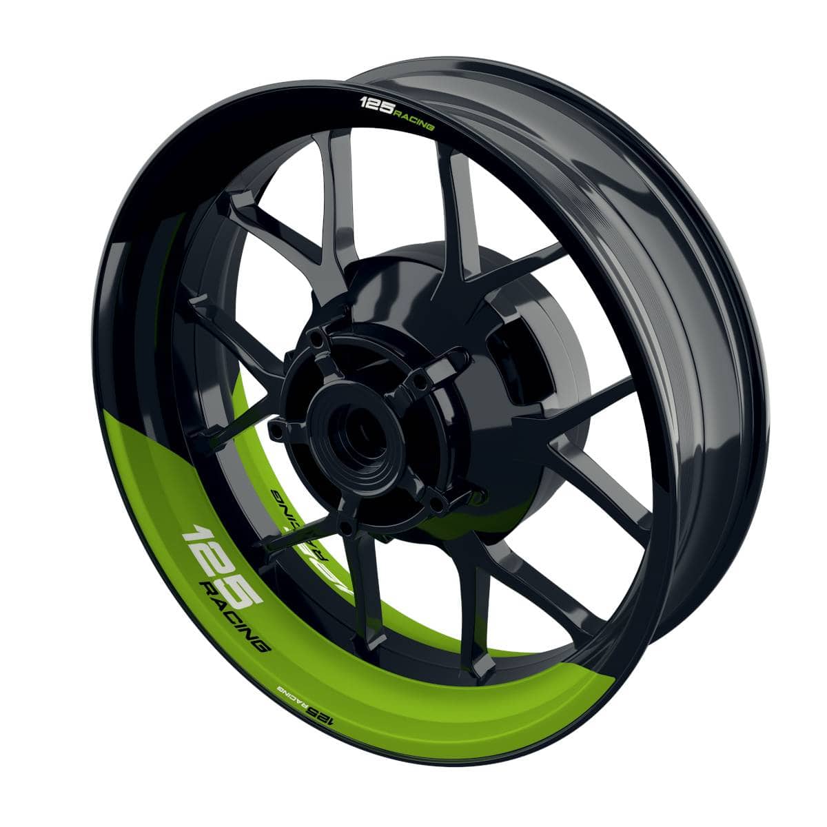 One-Wheel Felgenaufkleber 125 Racing geteilt halb halb grün matt - Motorradteile & Ersatzteile - Verkleidungen & Abdeckungen
