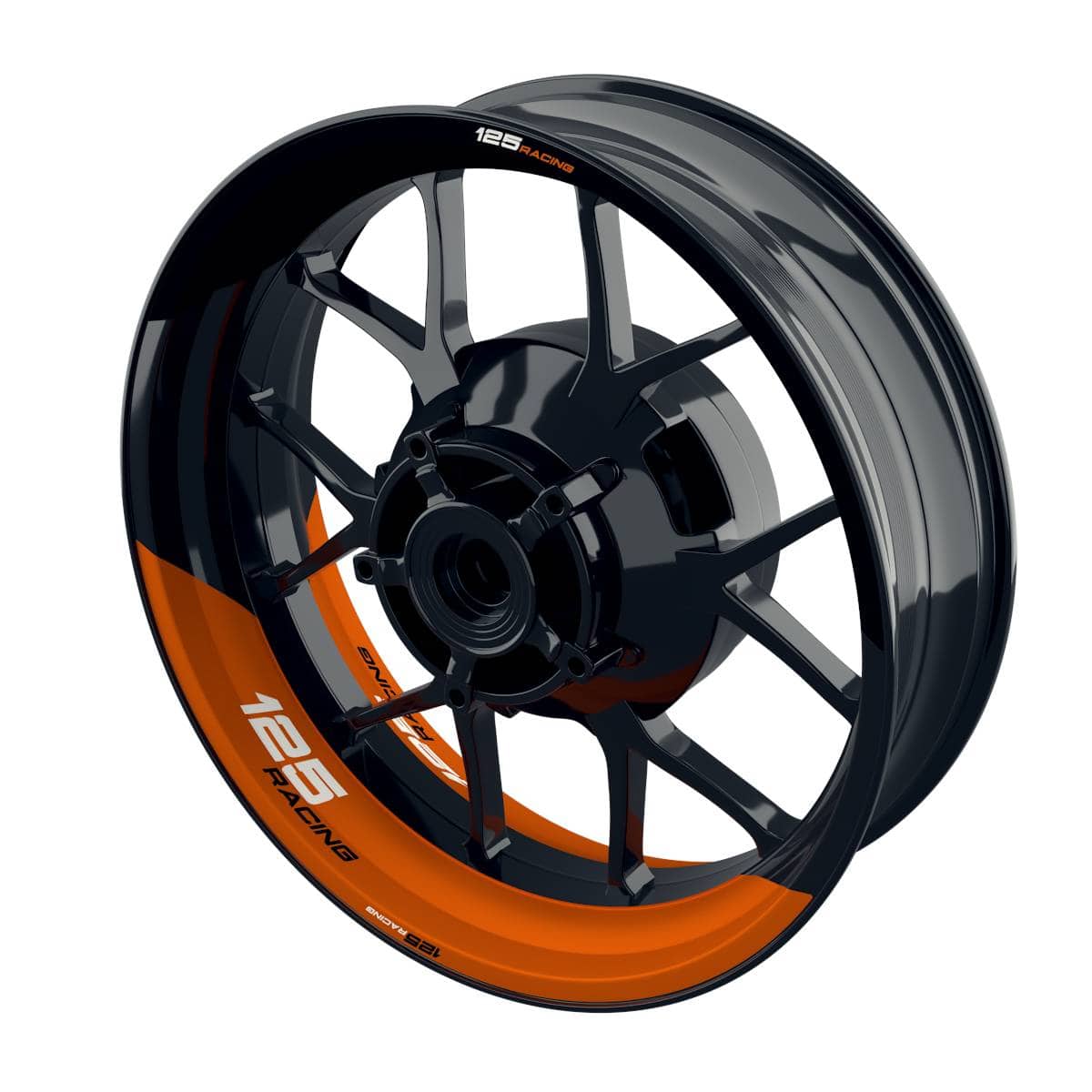 One-Wheel Felgenaufkleber 125 Racing geteilt halb halb orange matt - Motorradteile & Ersatzteile - Verkleidungen & Abdeckungen