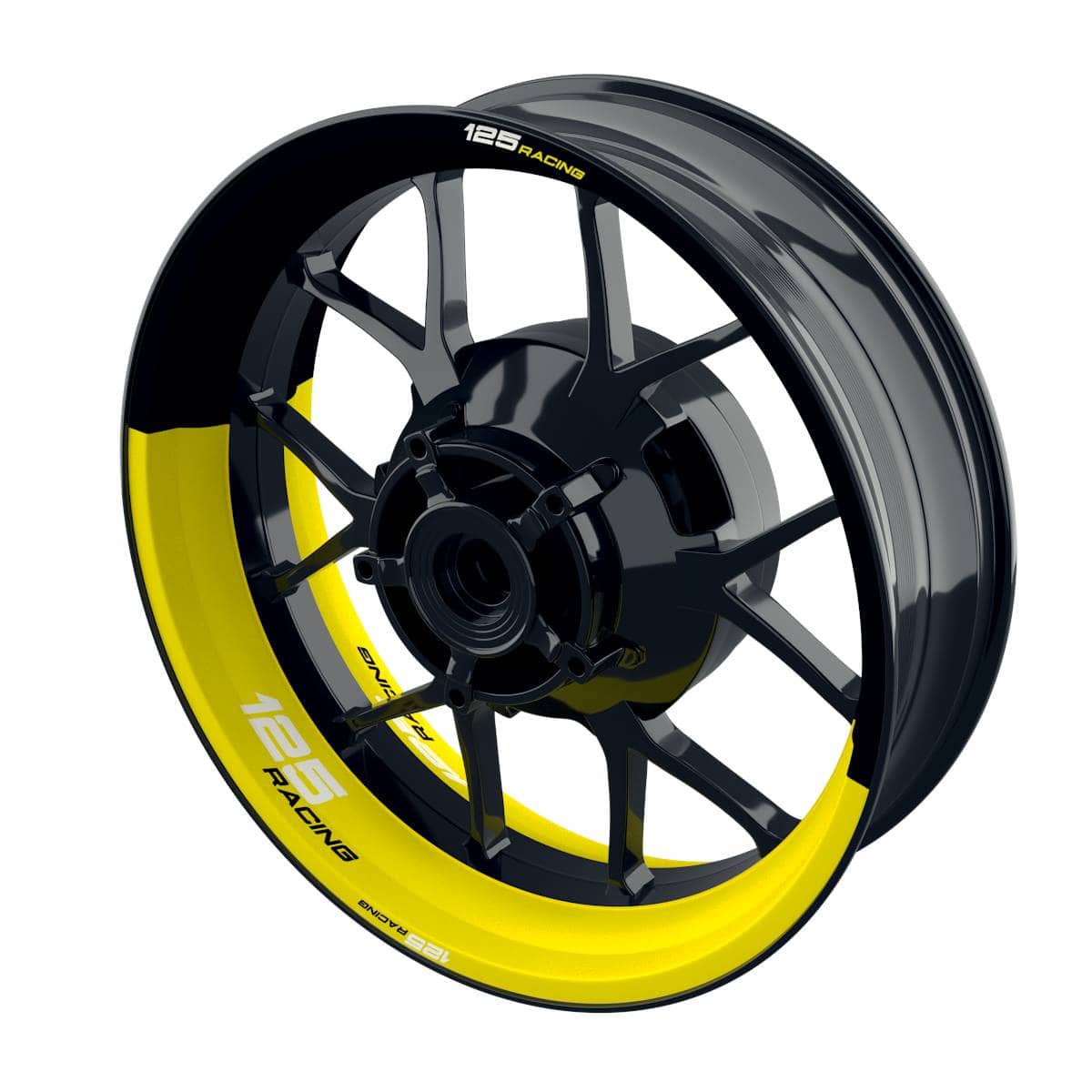 One-Wheel Felgenaufkleber 125 Racing halb halb gelb matt - Motorradteile & Ersatzteile - Verkleidungen & Abdeckungen