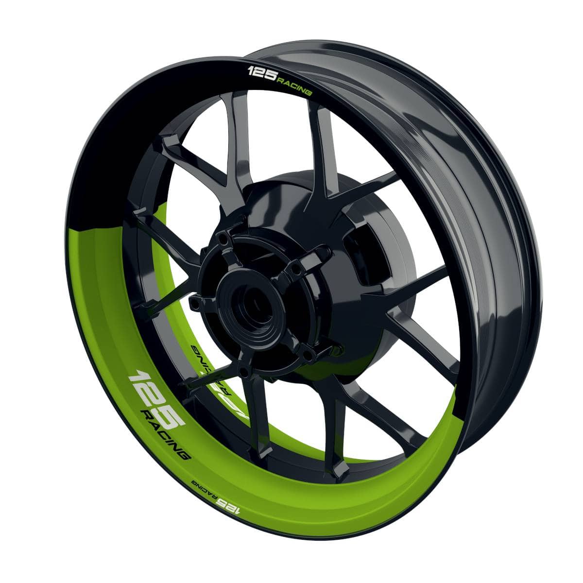One-Wheel Felgenaufkleber 125 Racing halb halb grün glänzend - Motorradteile & Ersatzteile - Verkleidungen & Abdeckungen