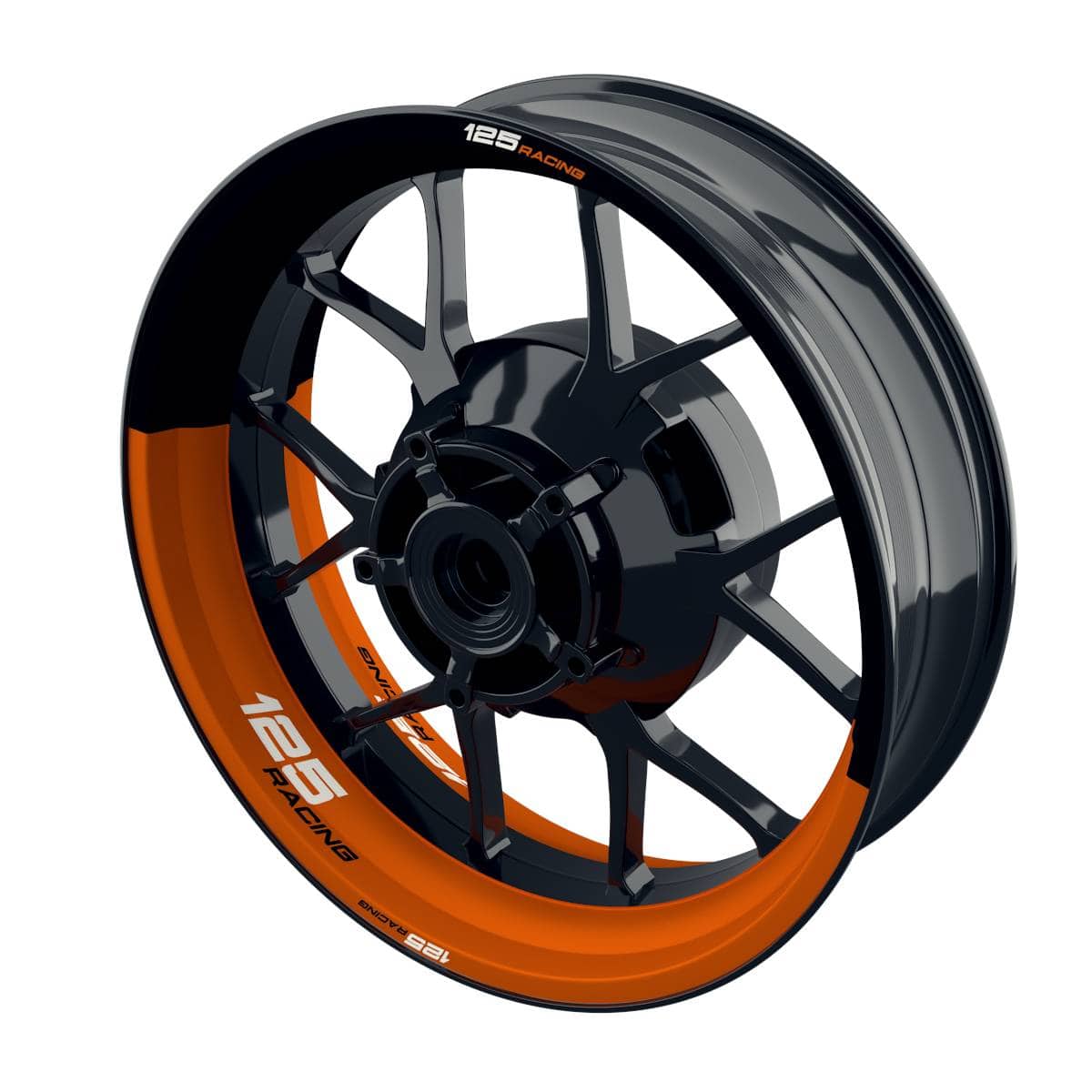 One-Wheel Felgenaufkleber 125 Racing halb halb orange glänzend - Motorradteile & Ersatzteile - Verkleidungen & Abdeckungen