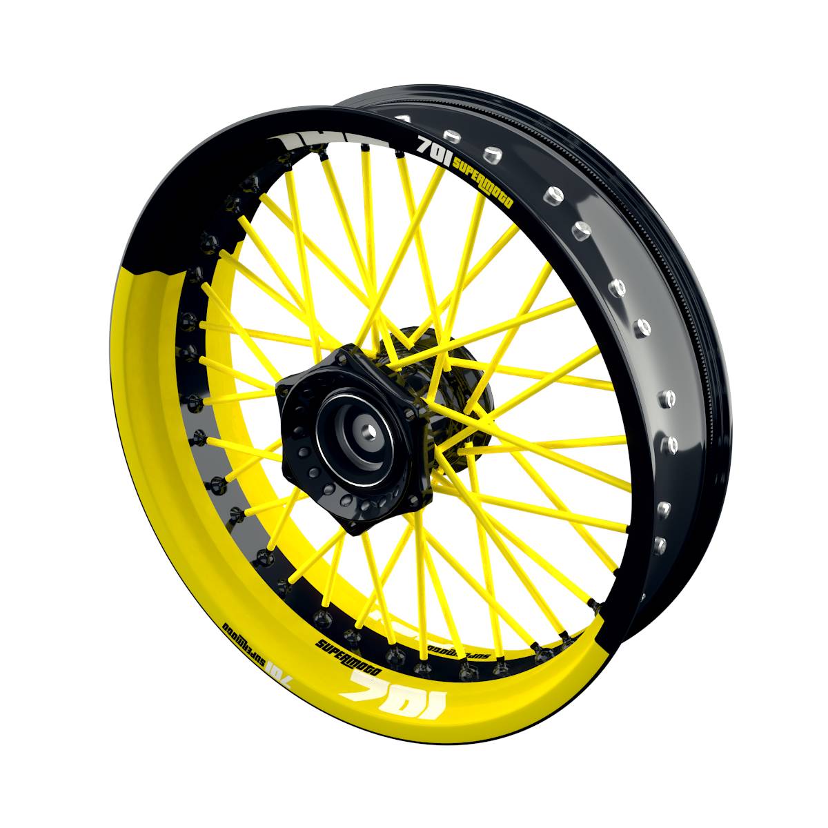 One-Wheel Felgenaufkleber 701 Supermoto halb halb gelb glänzend - Motorradteile & Ersatzteile - Verkleidungen & Abdeckungen