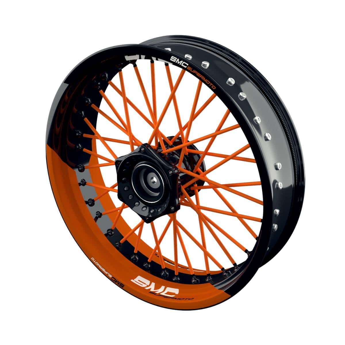 One-Wheel Felgenaufkleber SMC Supermoto geteilt halb halb orange glänz - Motorradteile & Ersatzteile - Verkleidungen & Abdeckungen