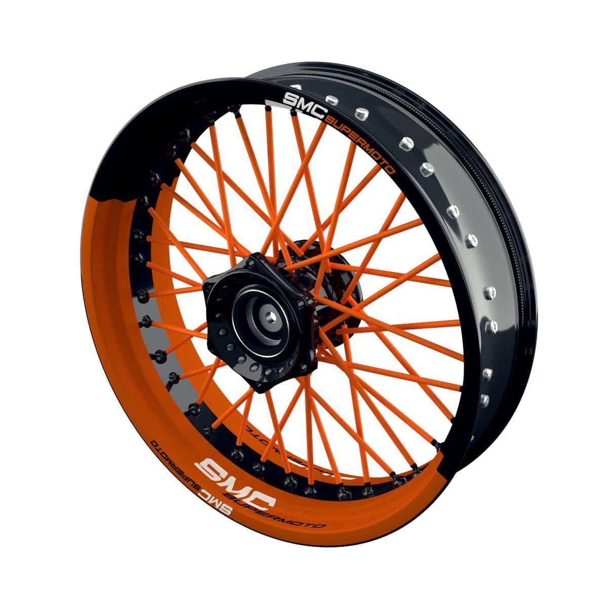 One-Wheel Felgenaufkleber SMC Supermoto halb halb orange matt - Motorradteile & Ersatzteile - Verkleidungen & Abdeckungen