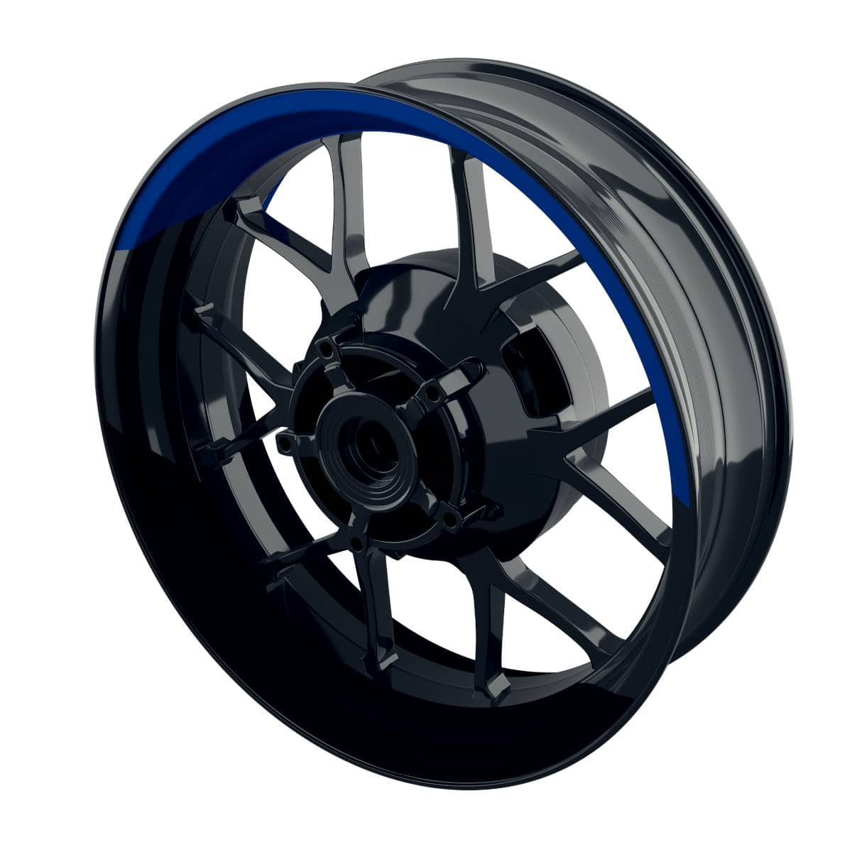 One-Wheel Felgenaufkleber halb halb geteilt schwarz blau matt - Motorradteile & Ersatzteile - Verkleidungen & Abdeckungen