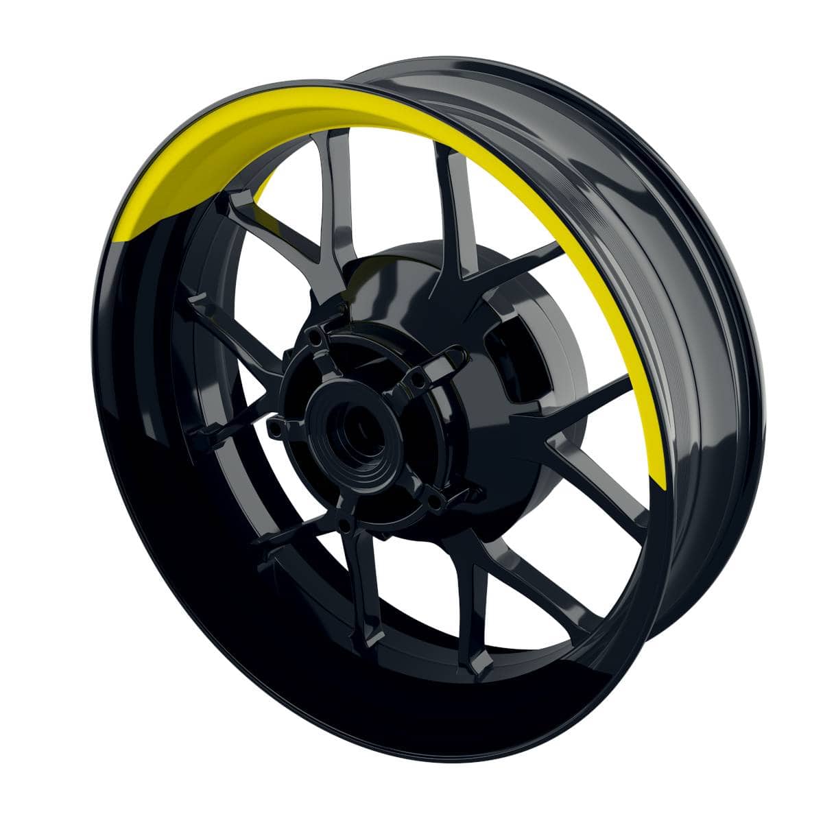 One-Wheel Felgenaufkleber halb halb geteilt schwarz gelb glänzend - Motorradteile & Ersatzteile - Verkleidungen & Abdeckungen