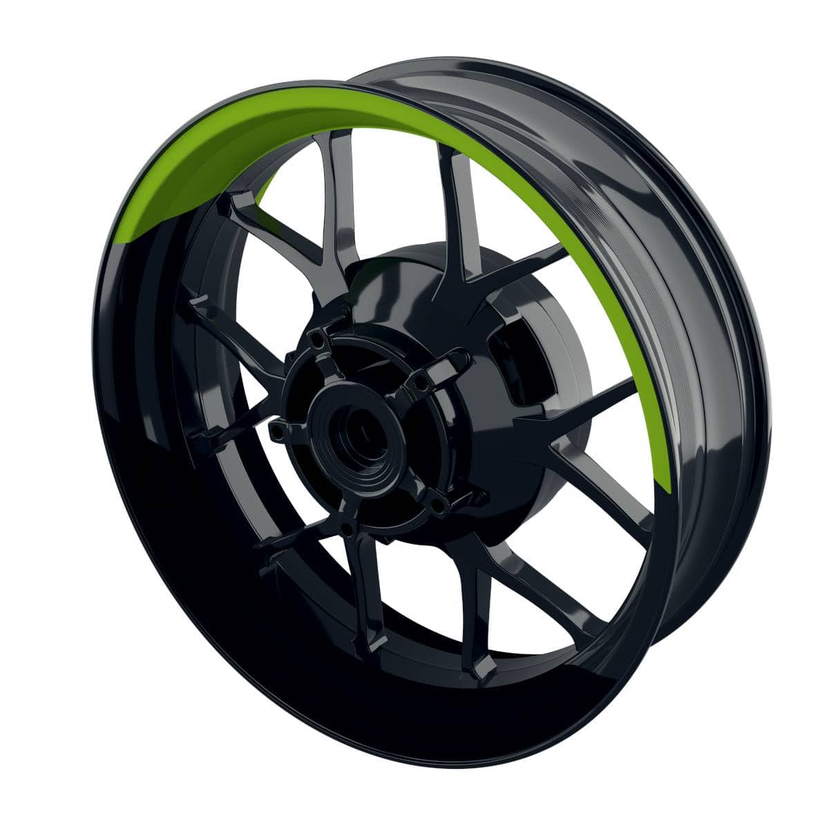 One-Wheel Felgenaufkleber halb halb geteilt schwarz grün matt - Motorradteile & Ersatzteile - Verkleidungen & Abdeckungen