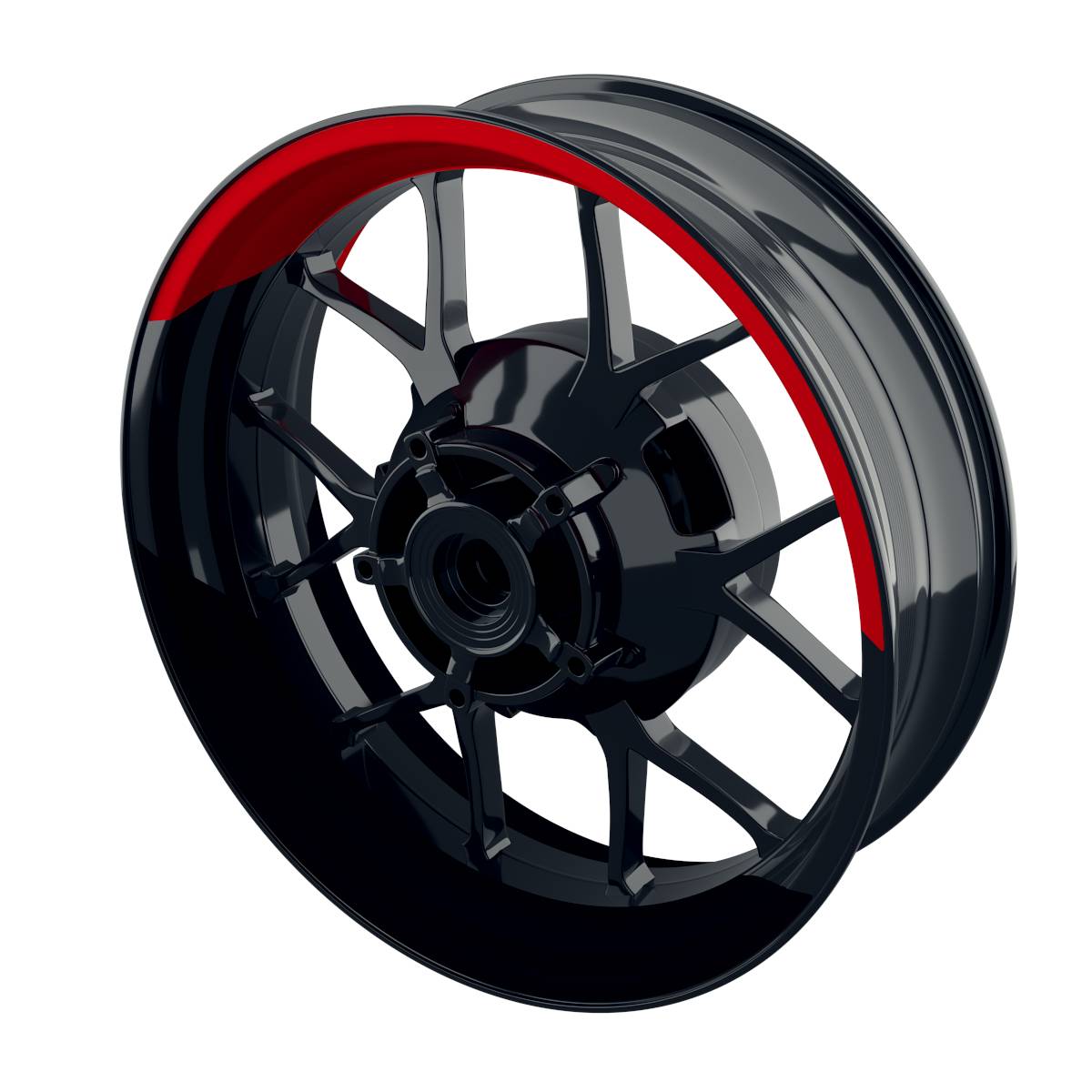 One-Wheel Felgenaufkleber halb halb geteilt schwarz rot glänzend - Motorradteile & Ersatzteile - Verkleidungen & Abdeckungen