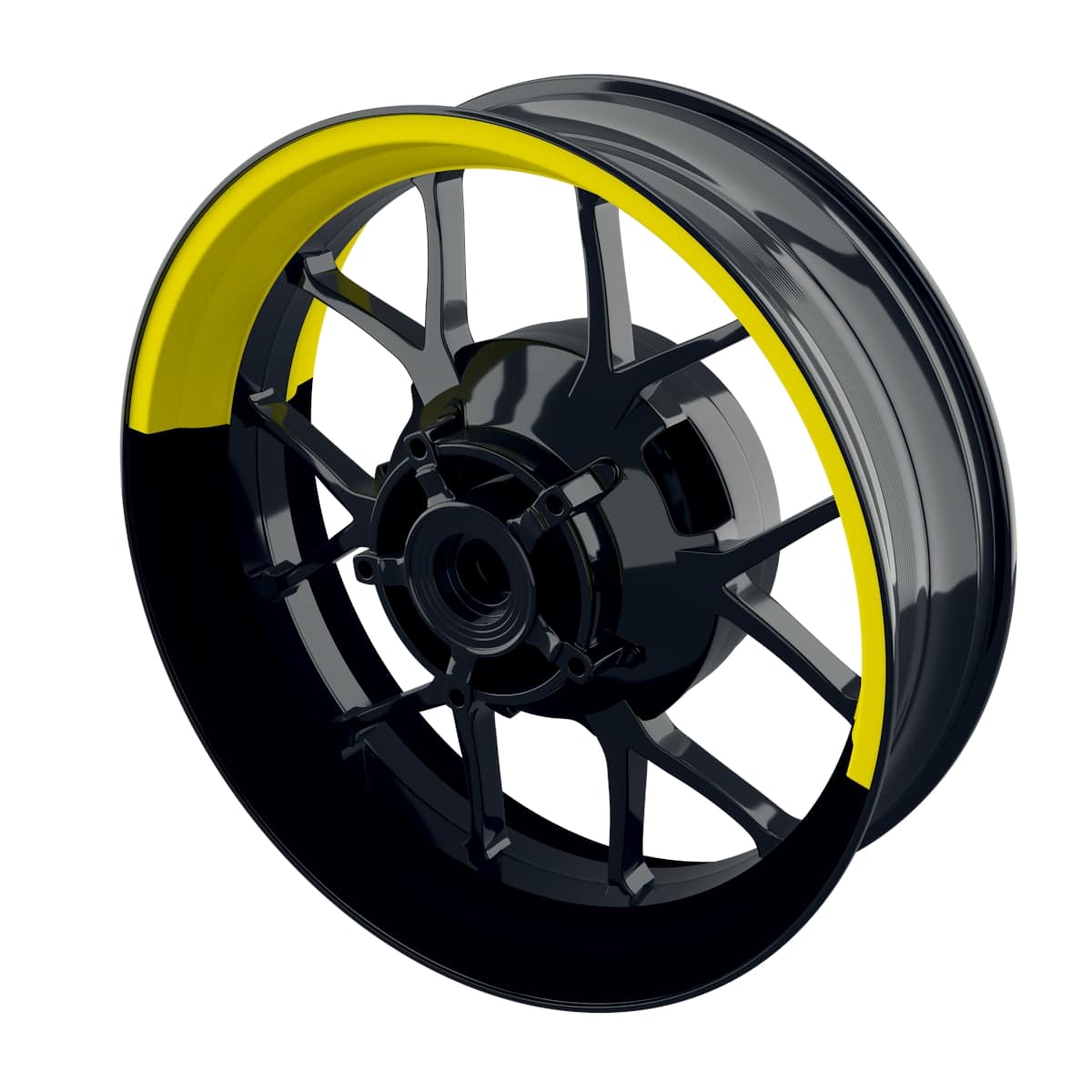 One-Wheel Felgenaufkleber halb halb schwarz gelb glänzend - Motorradteile & Ersatzteile - Verkleidungen & Abdeckungen