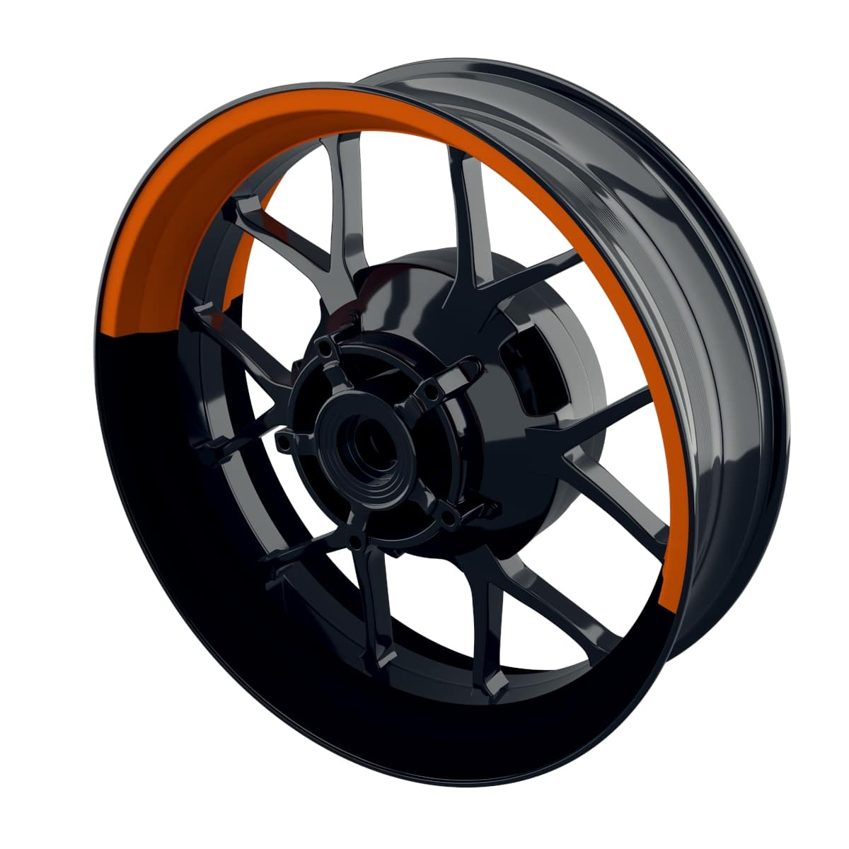 One-Wheel Felgenaufkleber halb halb schwarz orange matt - Motorradteile & Ersatzteile - Verkleidungen & Abdeckungen