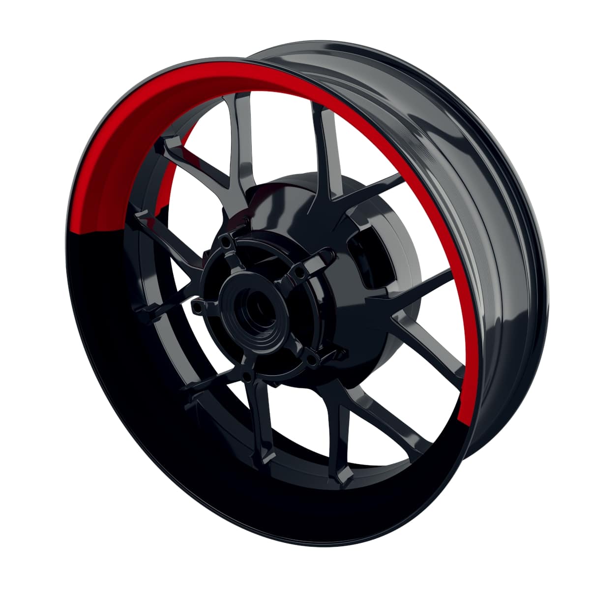 One-Wheel Felgenaufkleber halb halb schwarz rot matt - Motorradteile & Ersatzteile - Verkleidungen & Abdeckungen