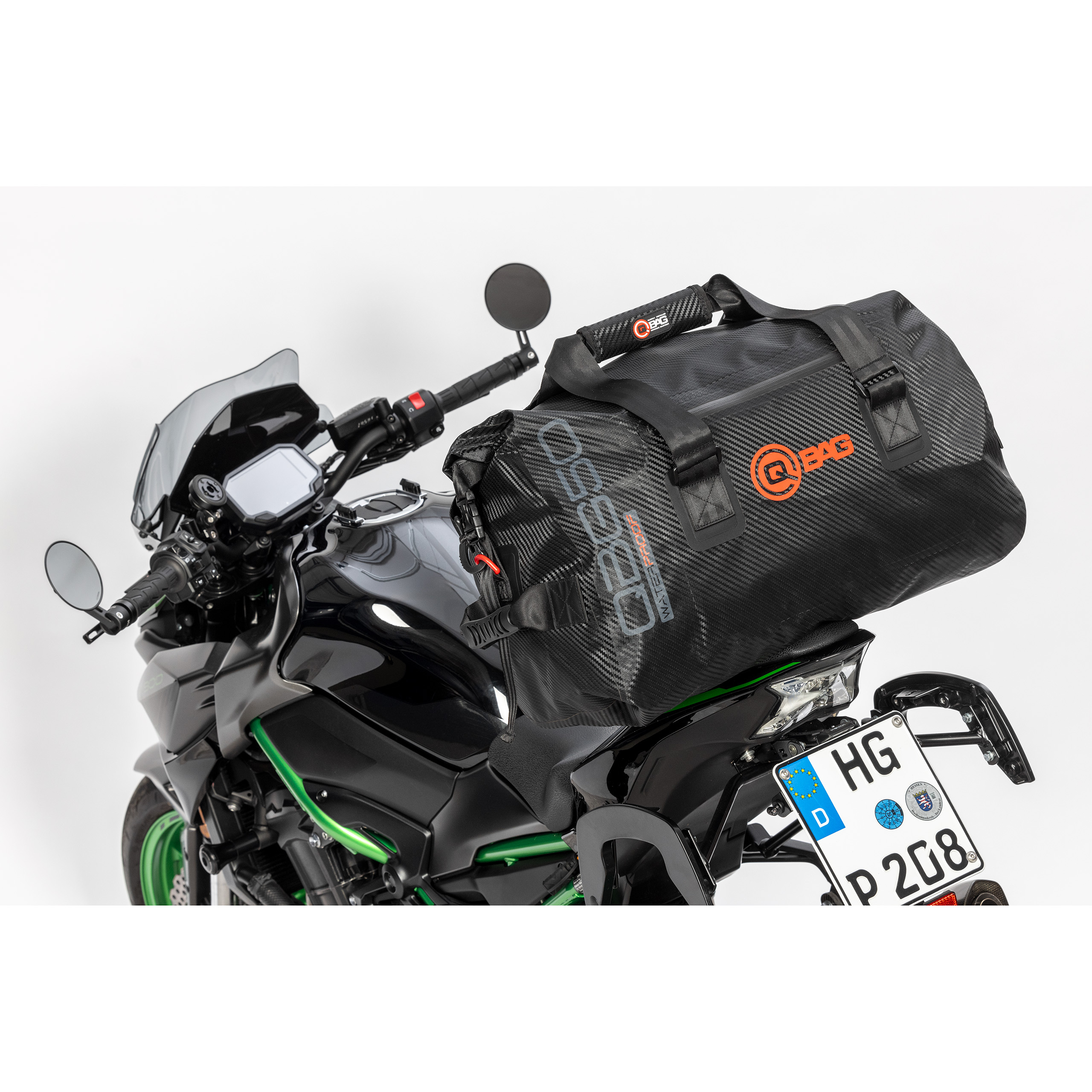 QBag Hecktasche/Gepäckrolle wasserdicht Carbonlook 50 Liter - Motorradzubehör - Motorradgepäck