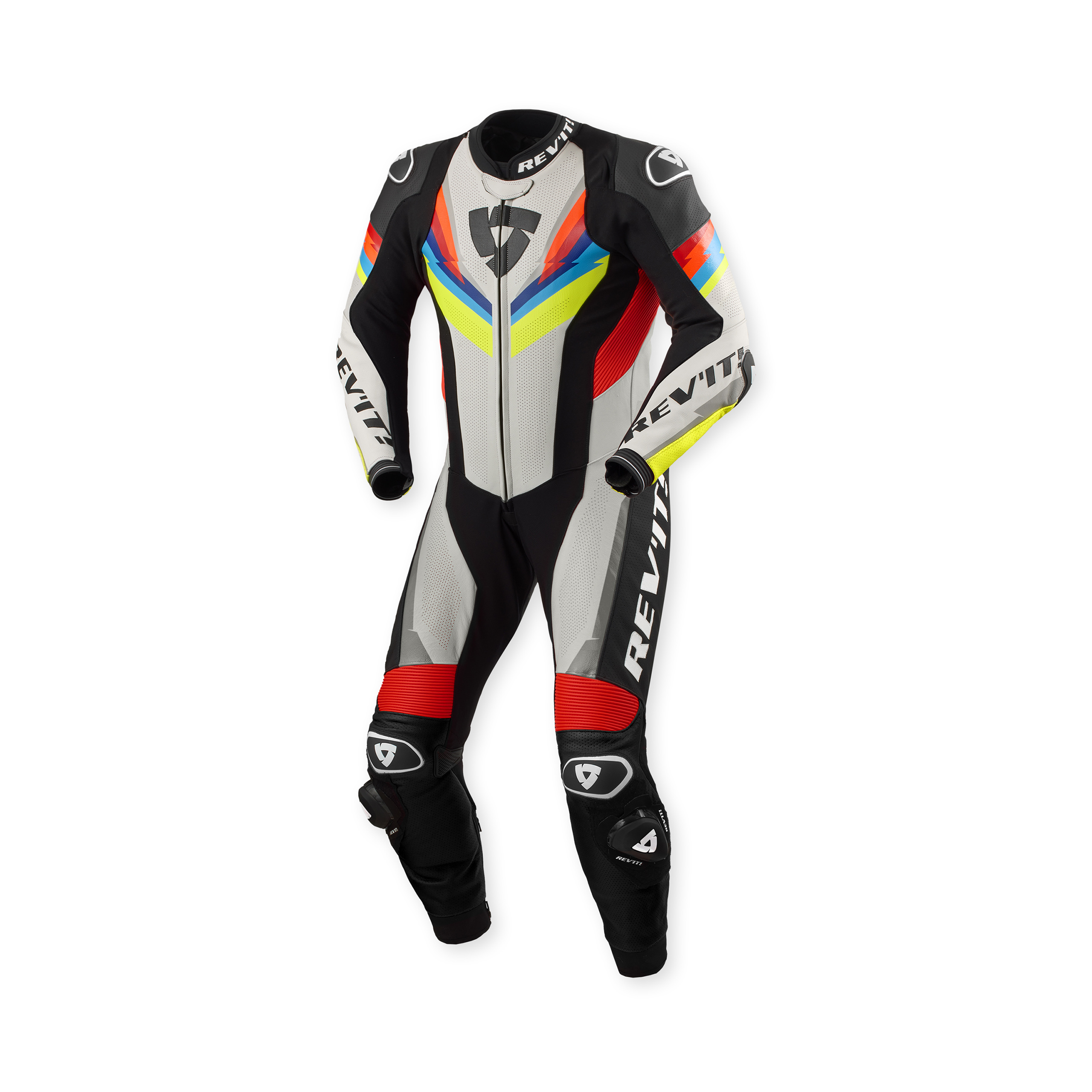 REV'IT! Quantum 3 Lederkombi 1-tlg. hellgrau/neongelb 52 - Motorradbekleidung - Motorradkombis