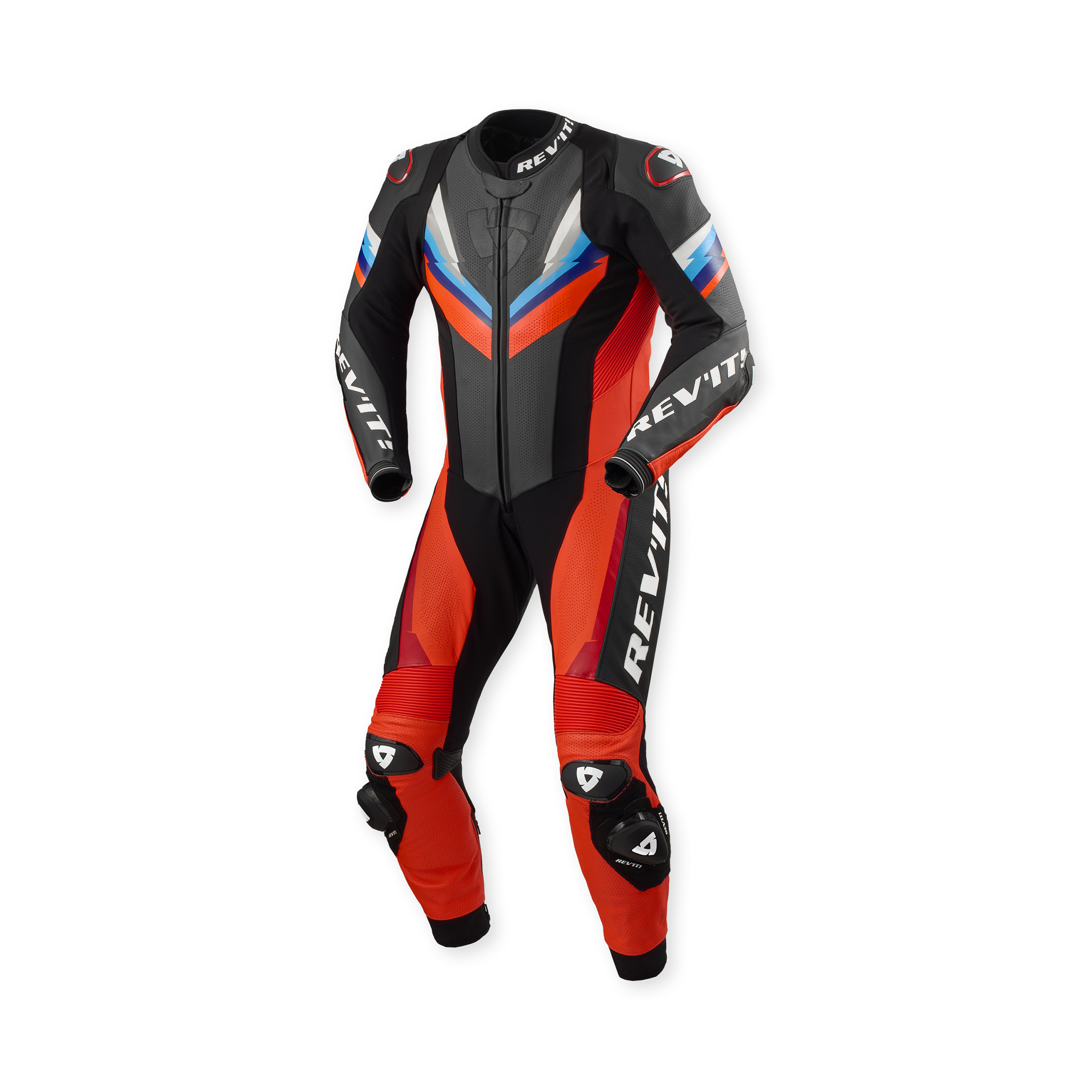 REV'IT! Quantum 3 Lederkombi 1-tlg. neonrot/schwarz 52 - Motorradbekleidung - Motorradkombis