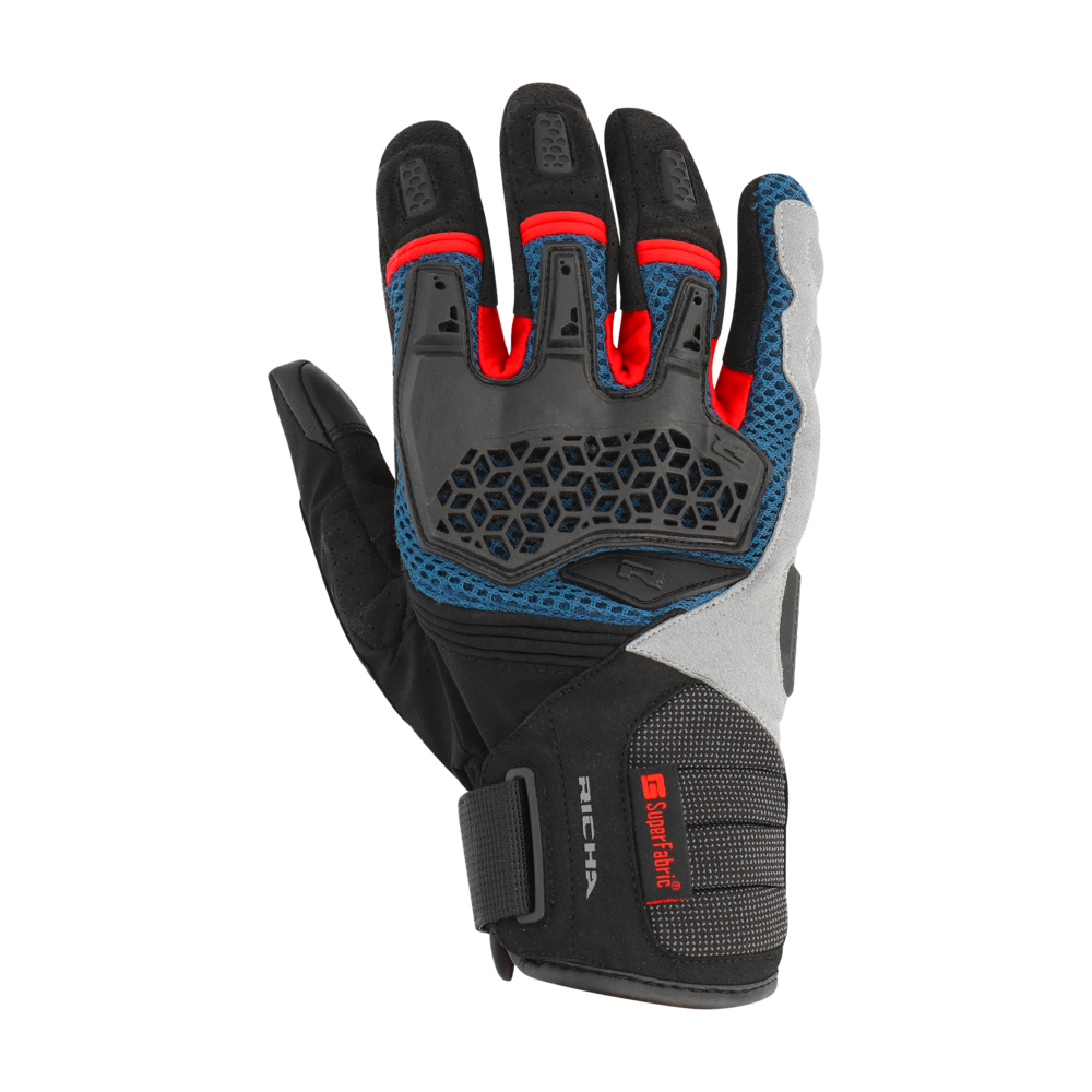 Richa Bogota Motorradhandschuh schwarz/blau/rot XXL - Motorradbekleidung - Motorradhandschuhe