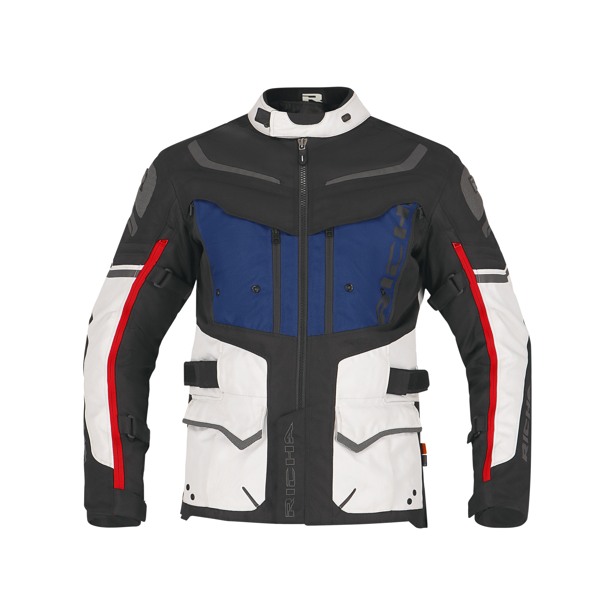 Richa Infinity 2 Adventure Textiljacke hellgrau/blau/rot M - Motorradbekleidung - Motorradjacken