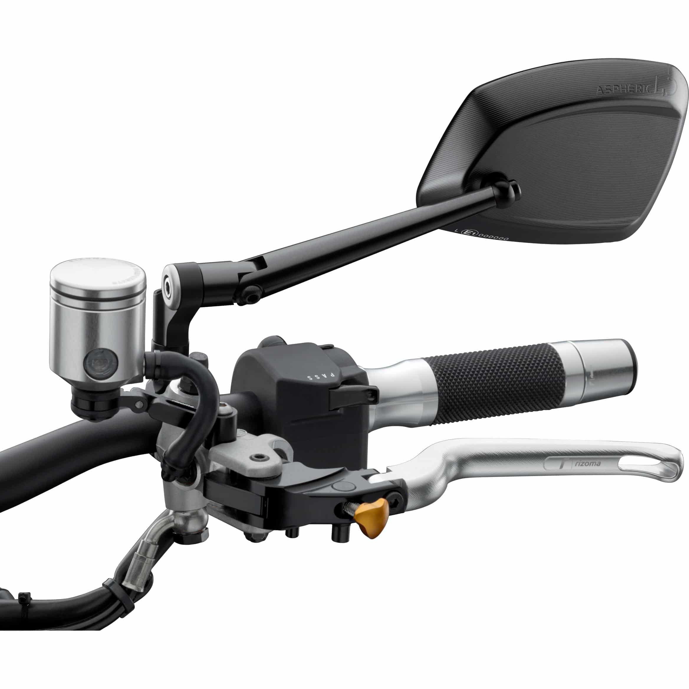 Rizoma Lenkerspiegel ohne Aufnahme 4D RS BS210B schwarz links - Motorradteile & Ersatzteile - Motorradspiegel