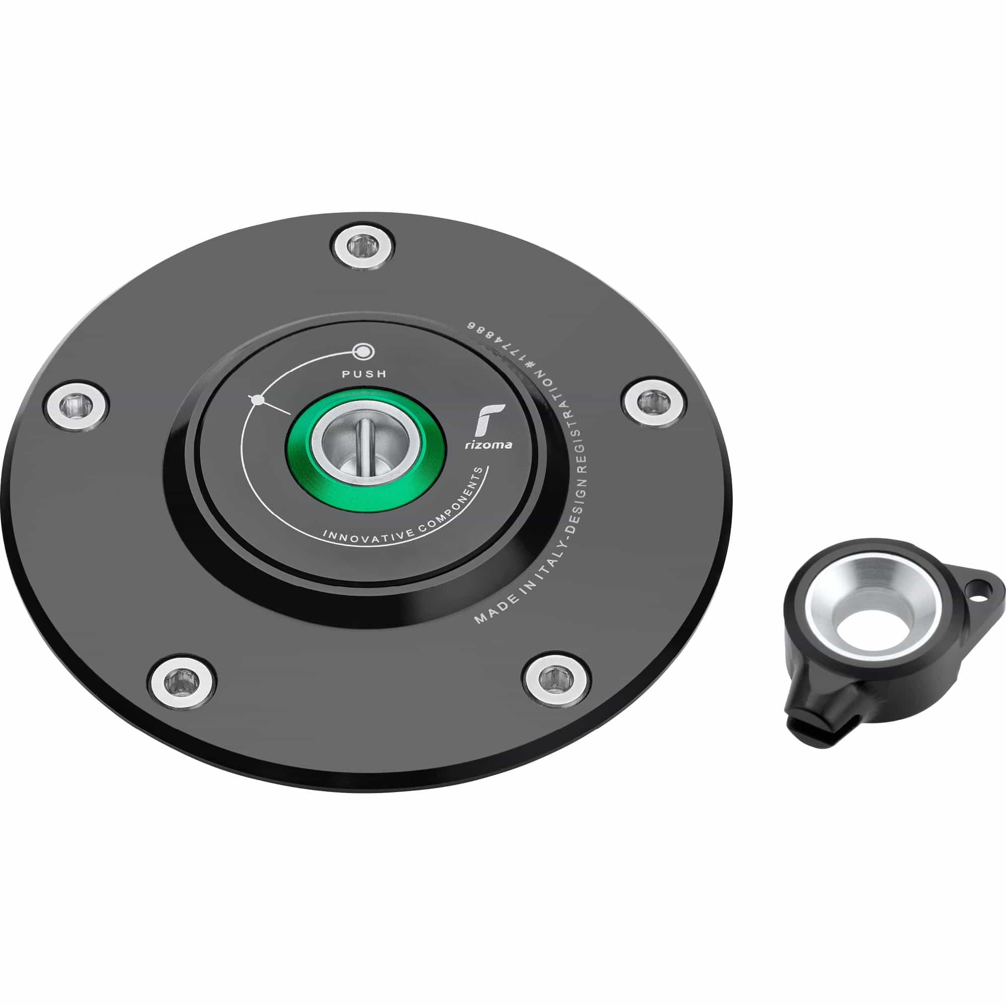 Rizoma Tankdeckel abschließbar TF011B schwarz/grün - Motorradteile & Ersatzteile - Verkleidungen & Abdeckungen