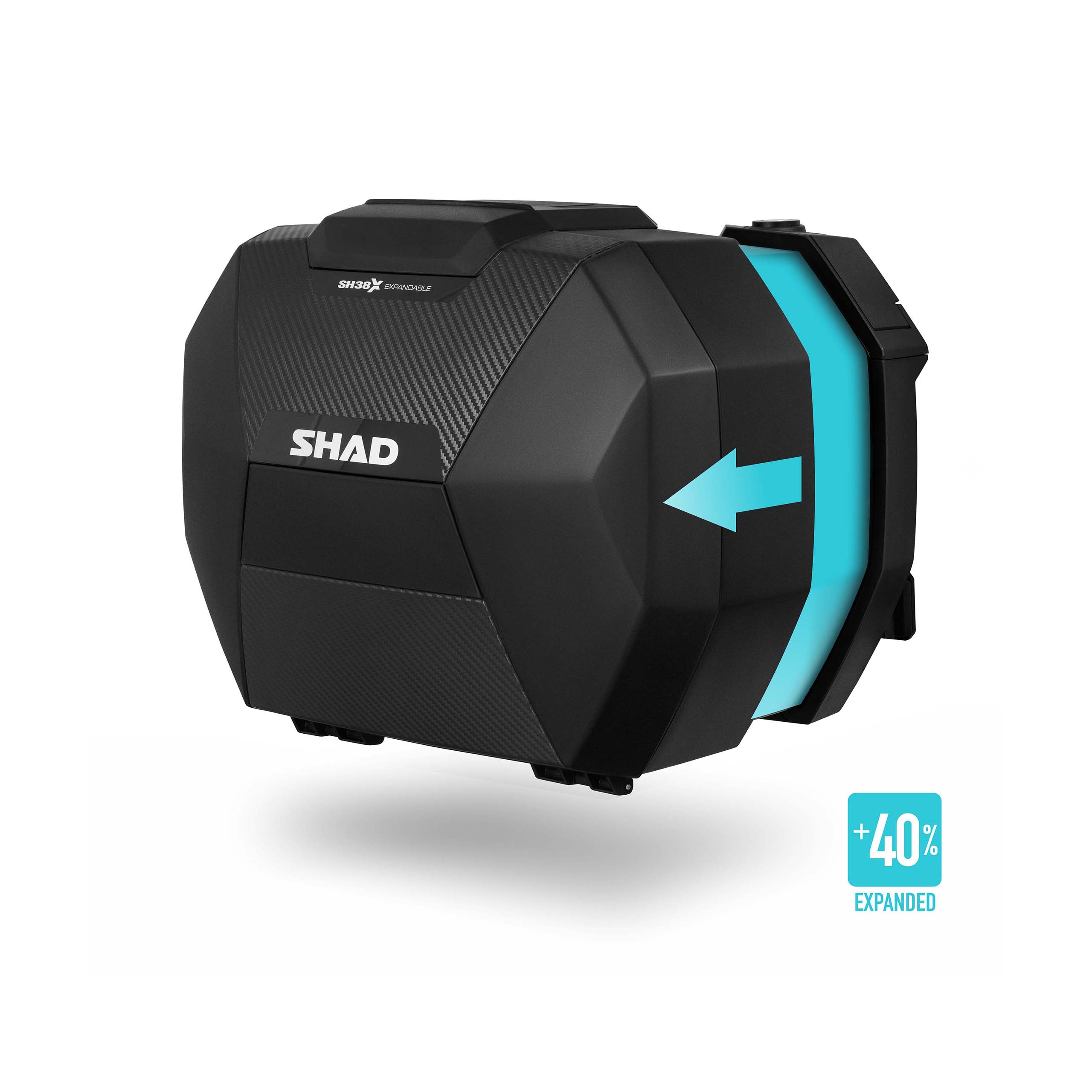 Shad 3P/4P Seitenkofferpaar SH38X Expandable schwarz/carbon - Motorradzubehör - Motorradgepäck