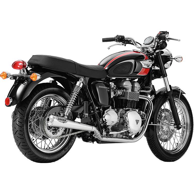 Shark exhaust Retro Auspuffpaar für Triumph Bonneville /T100 01-07 poliert - Motorradteile & Ersatzteile - Auspuff