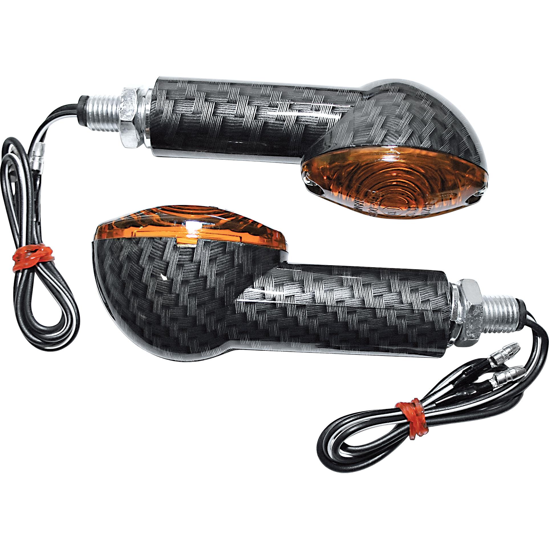 Shin Yo Blinkerpaar Cateye 12V/H21 M10 lang carbonlook getöntes Glas - Motorradteile & Ersatzteile - Beleuchtung
