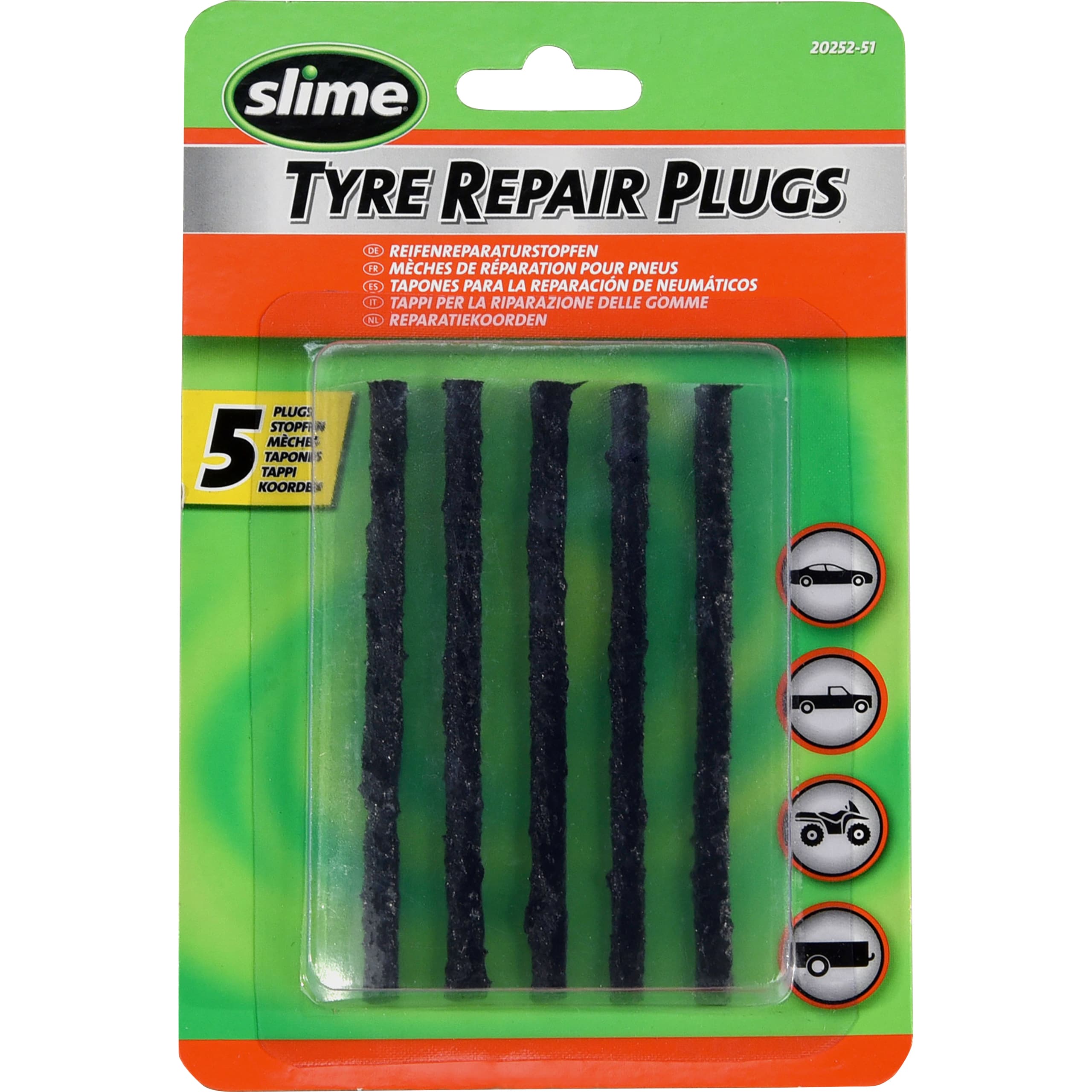 Slime Reifenreparaturstopfen (5 Stück) - Motorradzubehör - Werkstattzubehör
