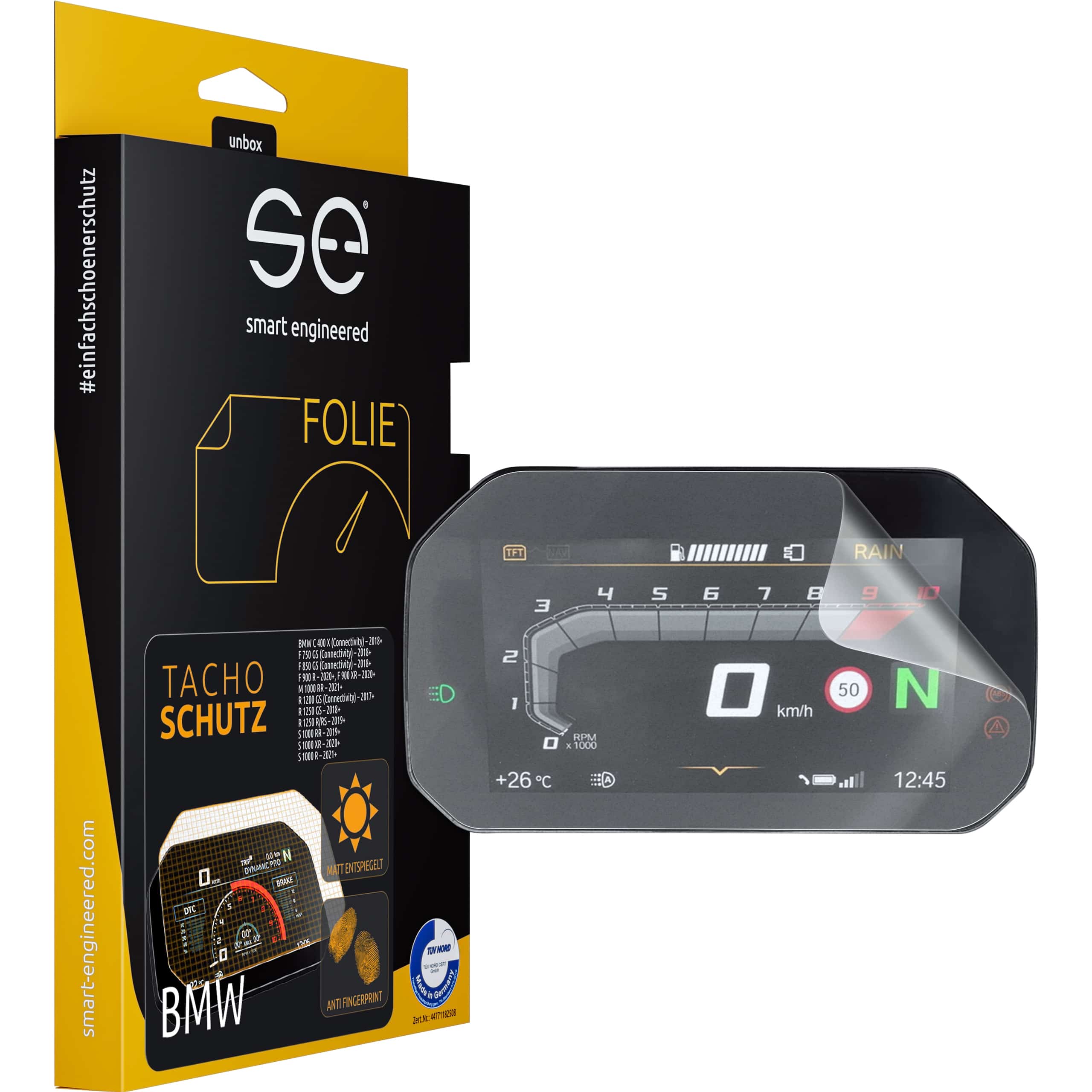 Smart Engineered Cockpit-Schutzfolie entspiegelnd für BMW TFT - Motorradteile & Ersatzteile - Tacho & Instrumente