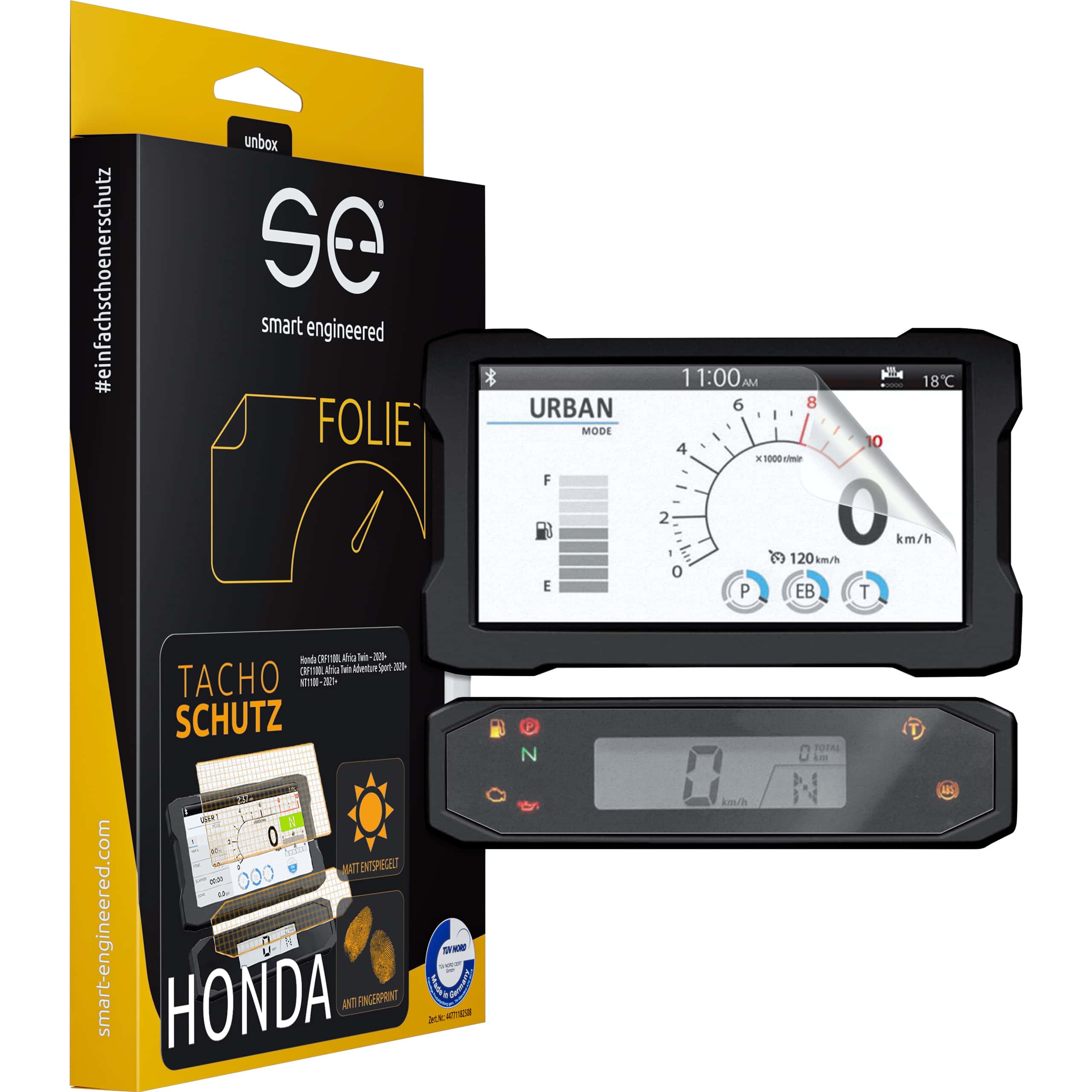 Smart Engineered Cockpit-Schutzfolie entspiegelnd für Honda TFT - Motorradteile & Ersatzteile - Tacho & Instrumente
