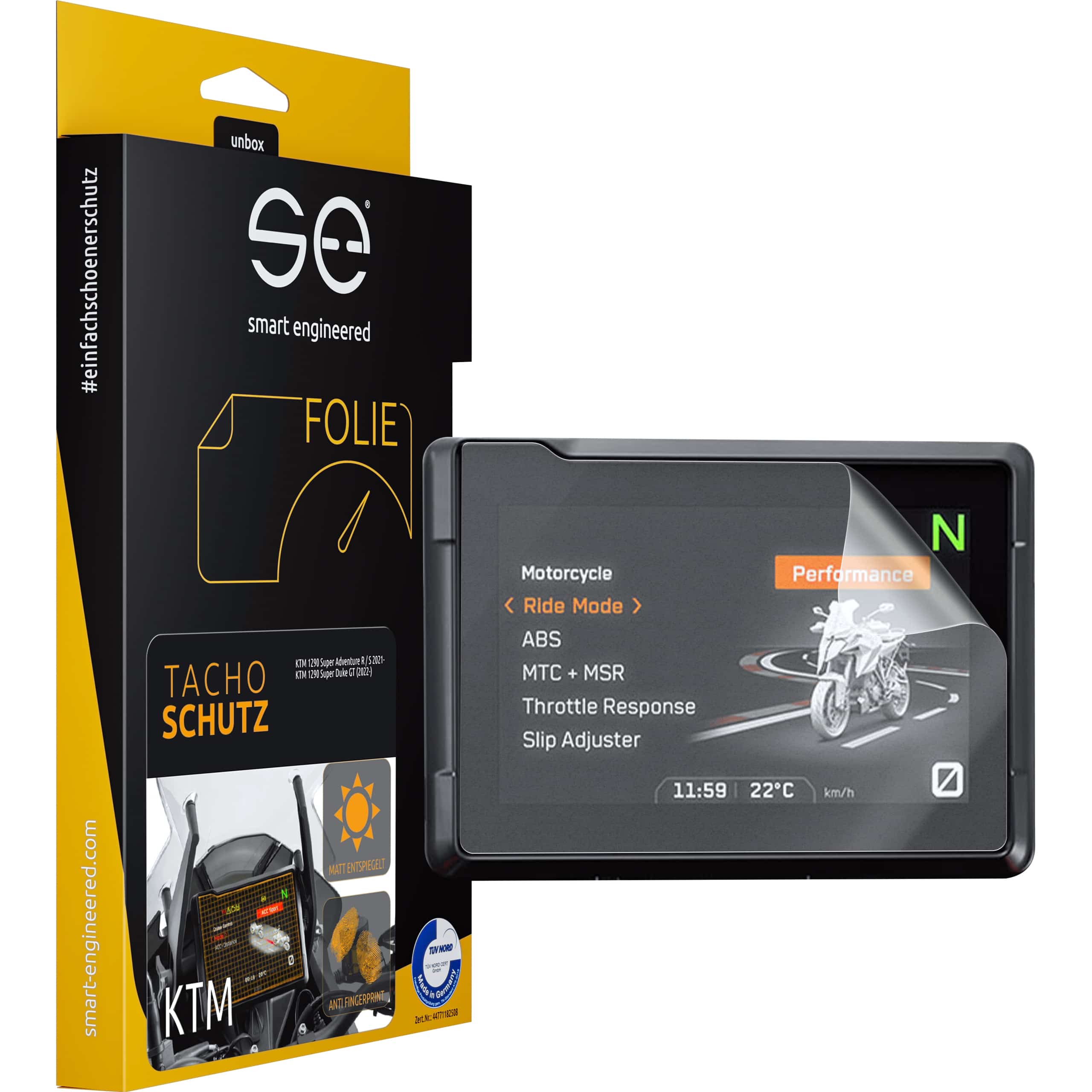 Smart Engineered Cockpit-Schutzfolie entspiegelnd für KTM TFT - Motorradteile & Ersatzteile - Tacho & Instrumente