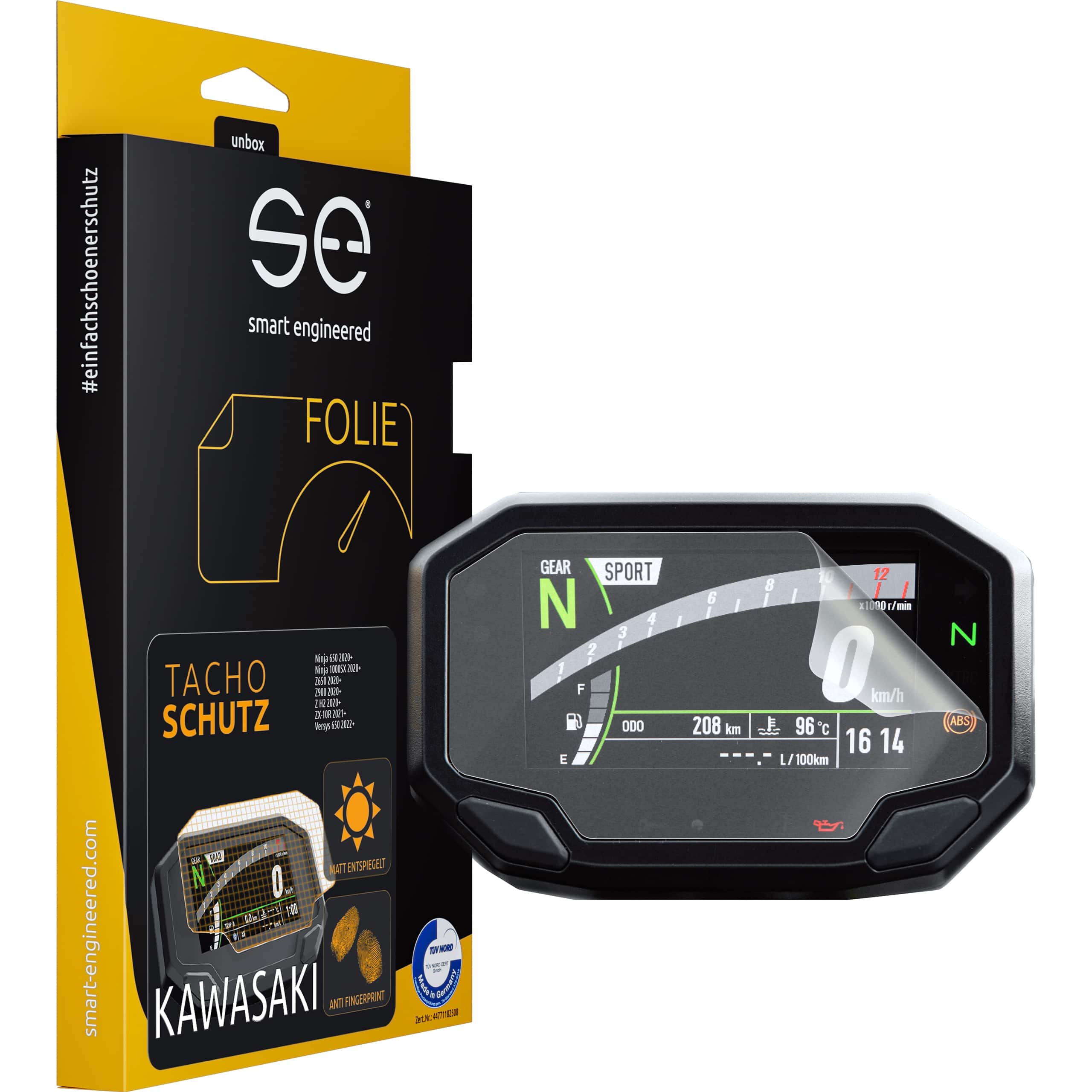 Smart Engineered Cockpit-Schutzfolie entspiegelnd für Kawasaki TFT - Motorradteile & Ersatzteile - Tacho & Instrumente
