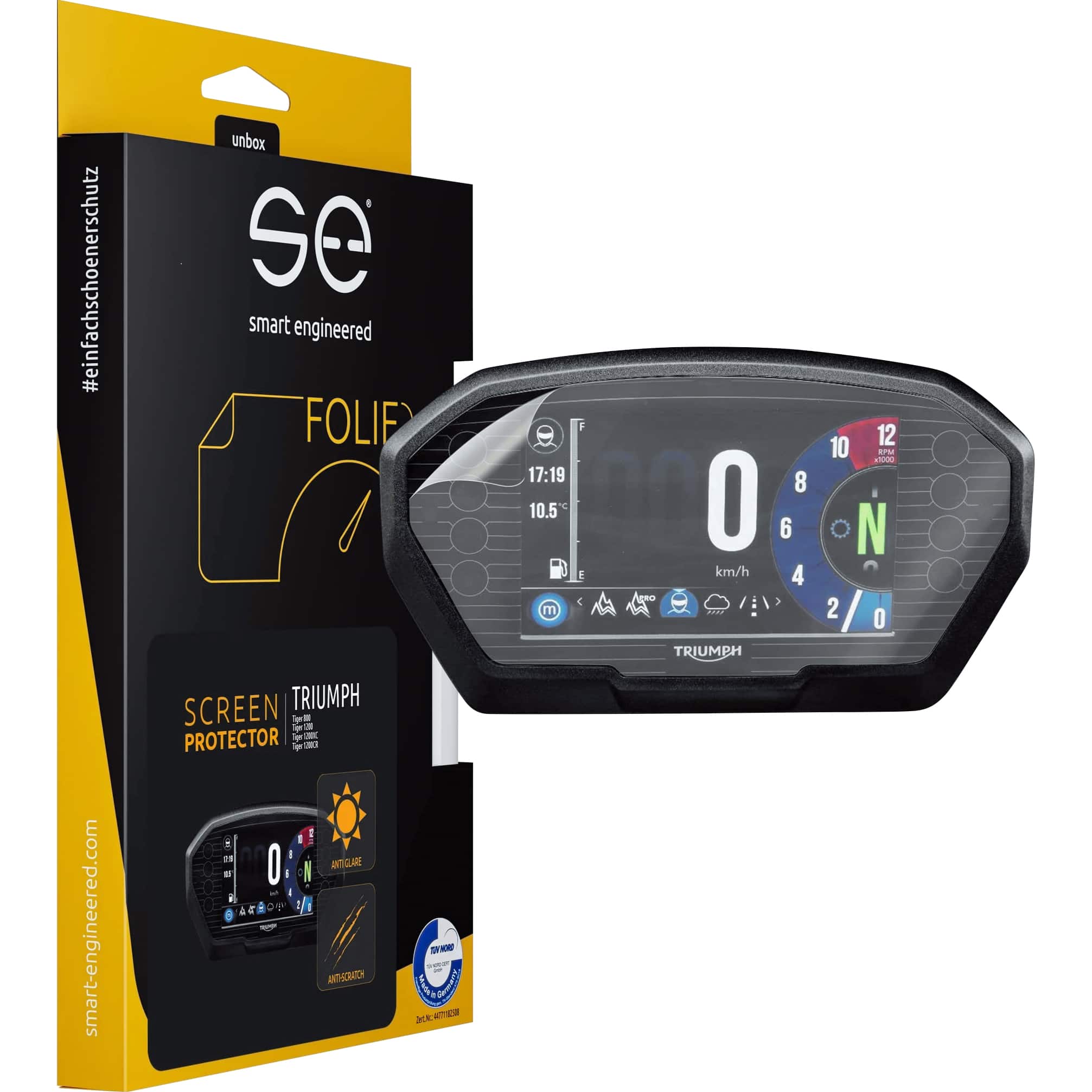 Smart Engineered Cockpit-Schutzfolie entspiegelnd für Triumph Tiger 800/1200 - Motorradteile & Ersatzteile - Tacho & Instrumente