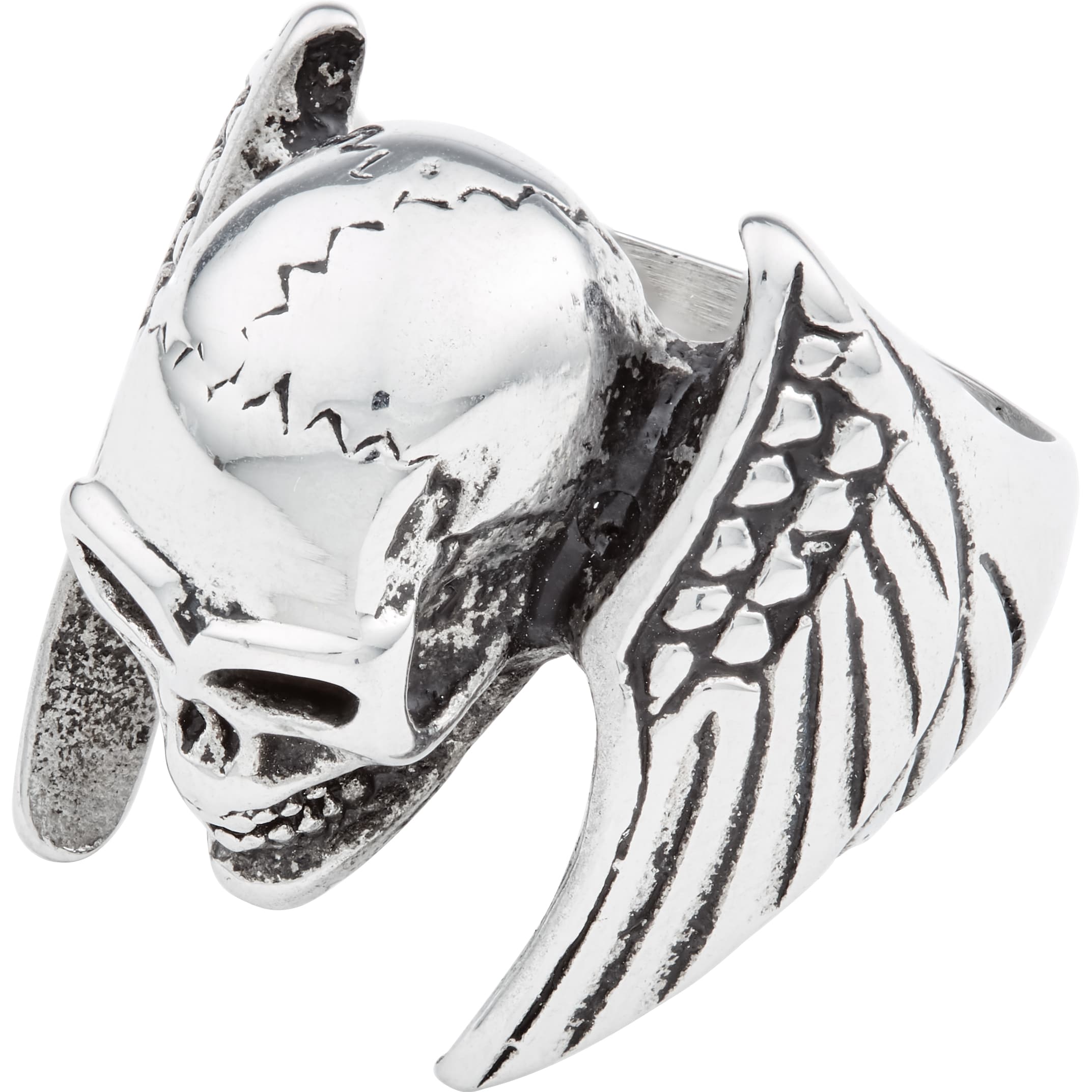Spirit Motors Edelstahlring "Winged Skull" silber 20 - Motorradbekleidung - Zubehör & Accessoires