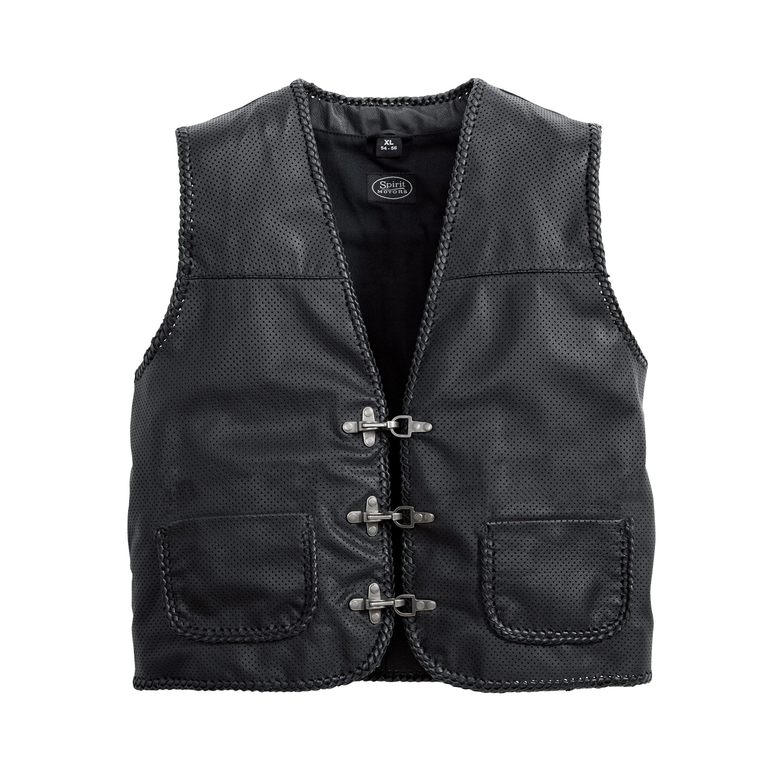 Spirit Motors Lederweste gelocht 1.0 schwarz 4XL - Motorradbekleidung - Chopper Motorradbekleidung