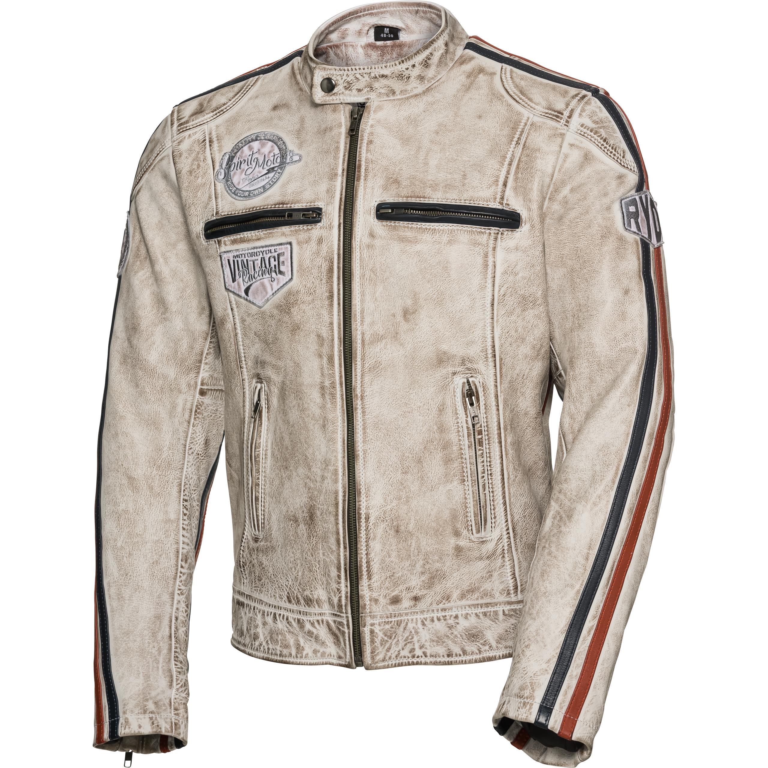 Spirit Motors Retro-Style Lederjacke 3.0 weiß XL - Motorradbekleidung - Motorradjacken