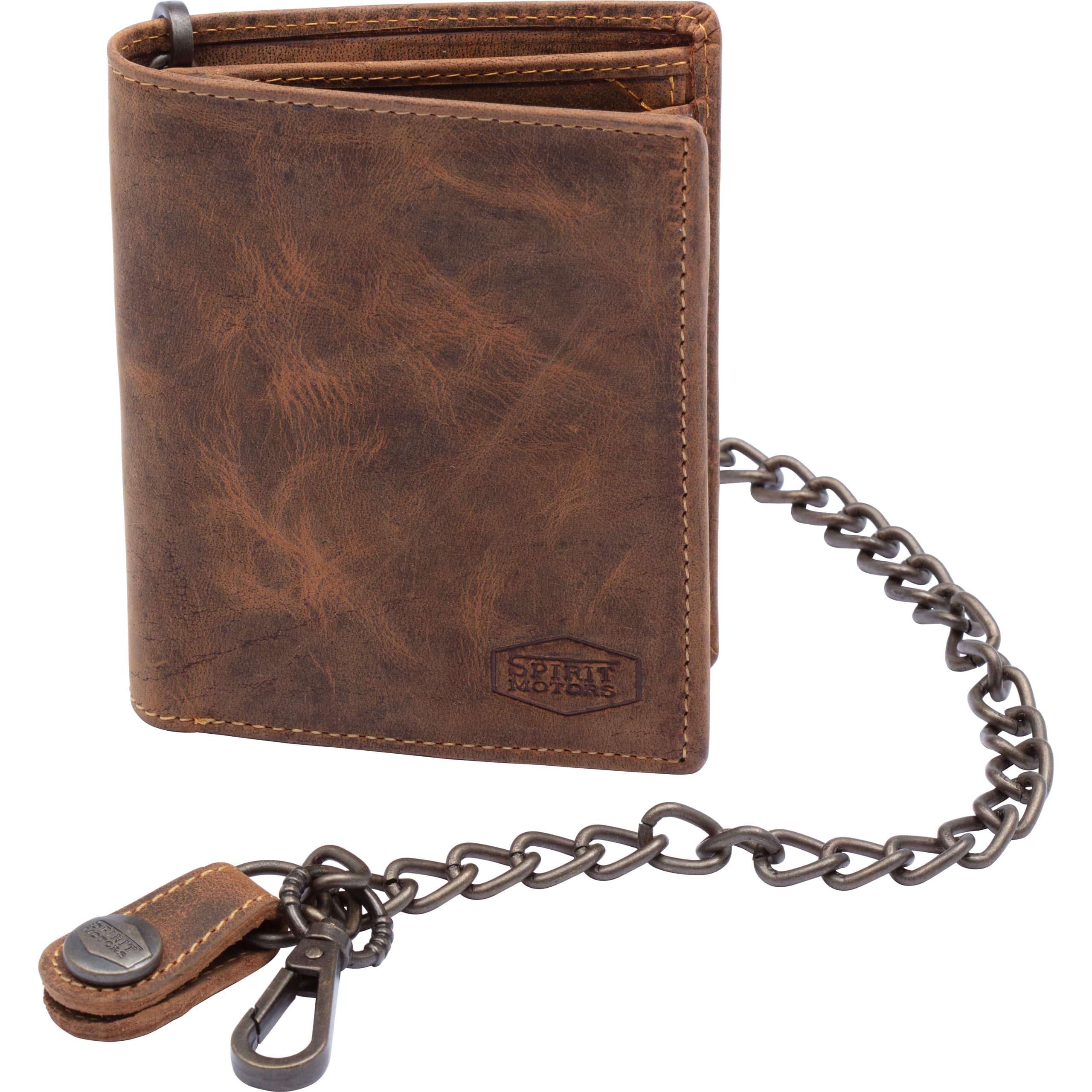 Spirit Motors Vintage Leder Geldbörse hoch 14 Fächer braun - Motorradzubehör - Geschenkideen