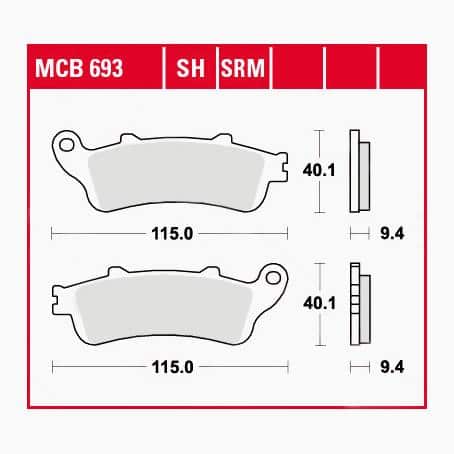 TRW Lucas Bremsbeläge Sintermetall Scooter MCB693SRM 115x40