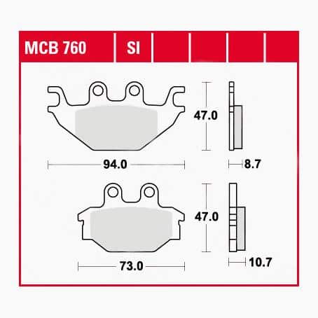 TRW Lucas Bremsbeläge organisch MCB760 94/73x47x8