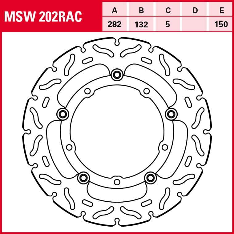 TRW Lucas Bremsscheibe RAC schwimmend MSW202RAC 282/132/150/5mm - Motorradteile & Ersatzteile - Bremsen