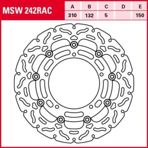 TRW Lucas Bremsscheibe RAC schwimmend MSW242RAC 310/132/150/5mm - Motorradteile & Ersatzteile - Bremsen