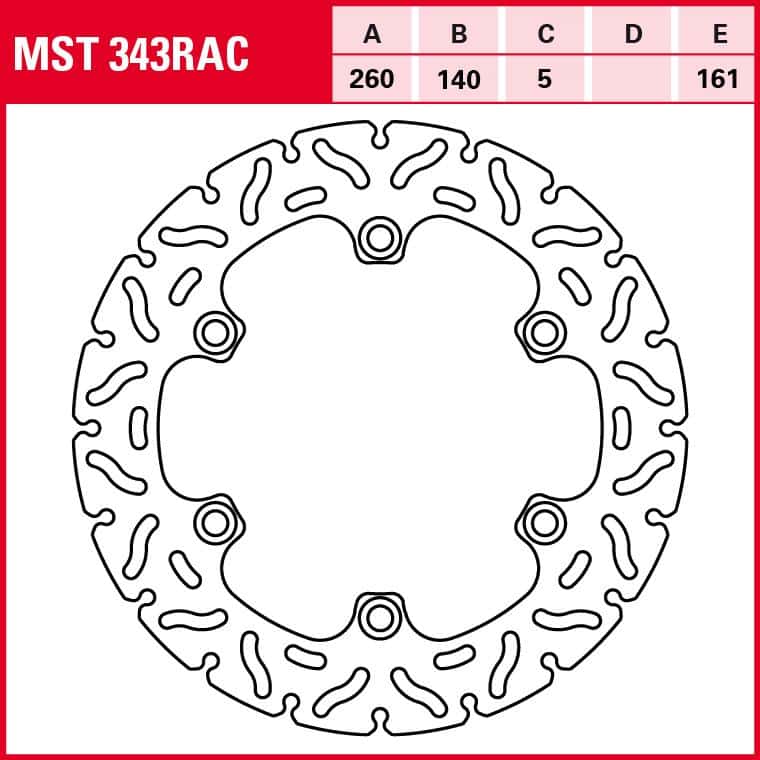 TRW Lucas Bremsscheibe RAC starr MST343RAC 260/140/161/5mm - Motorradteile & Ersatzteile - Bremsen